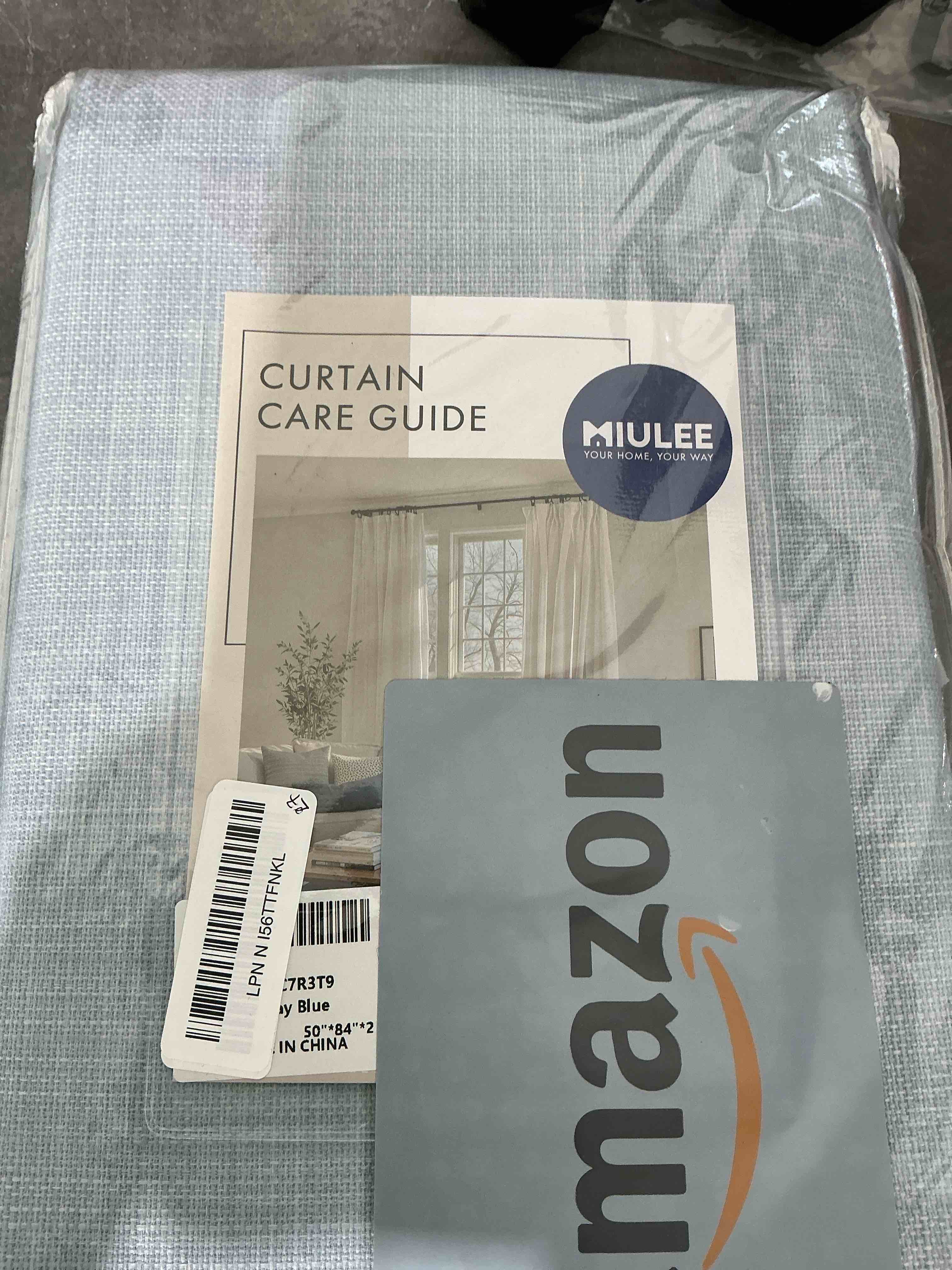 Condition photo showing Good Condition for MIULEE 100% Blackout Curtains 84 Inch Long 2 Panels Set for Bedroom, Thick Faux Linen Black Out Curtain Room Darkening Back Tab Pleat Window Textured Drapes with Hooks for Living Room, Chambray Blue Chambray Blue 50"W x 84"L (Pack of 2)