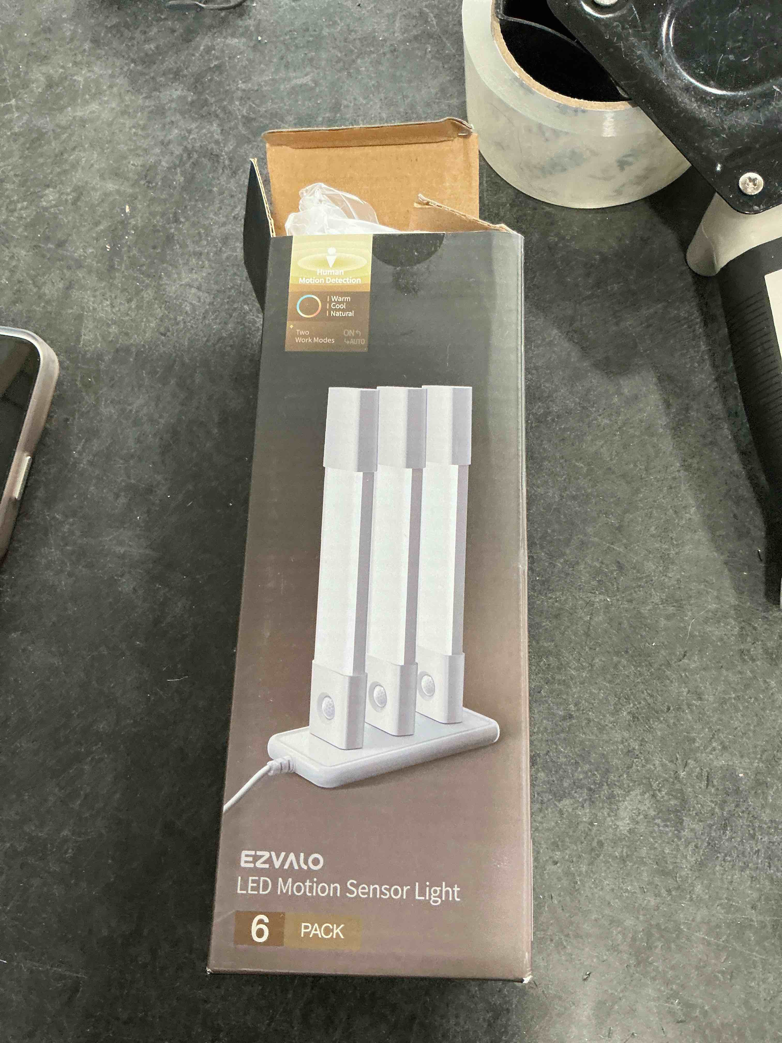 Condition photo showing Good Condition for EZVALO 12inch Under Cabinet Lighting Wireless with Battery Indicator, 2500mAh Rechargeable Motion Sensor Light Indoor, 96 LED Under Counter Lights for Kitchen Closet, 3 Color Temps, Dimmable, 6 Pack