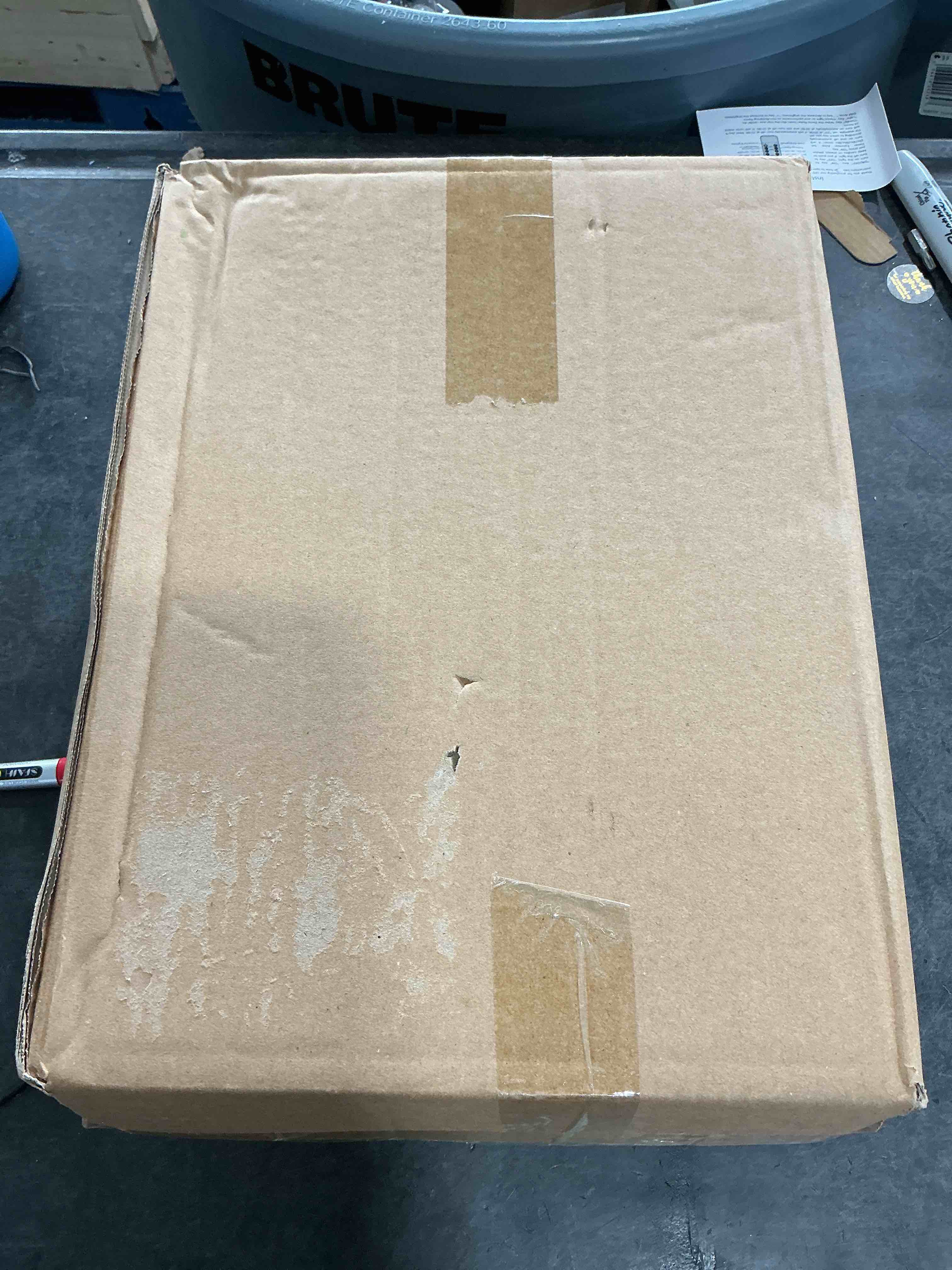 Condition photo showing New/Like New for Paper Plate Dispenser and Holder for Kitchen Counter, Wood Rustic Silverware Utensil Caddy, Cutlery Flatware Organizer Box for Cups Spoons Forks Napkins, Kitchen Accessories (Black)