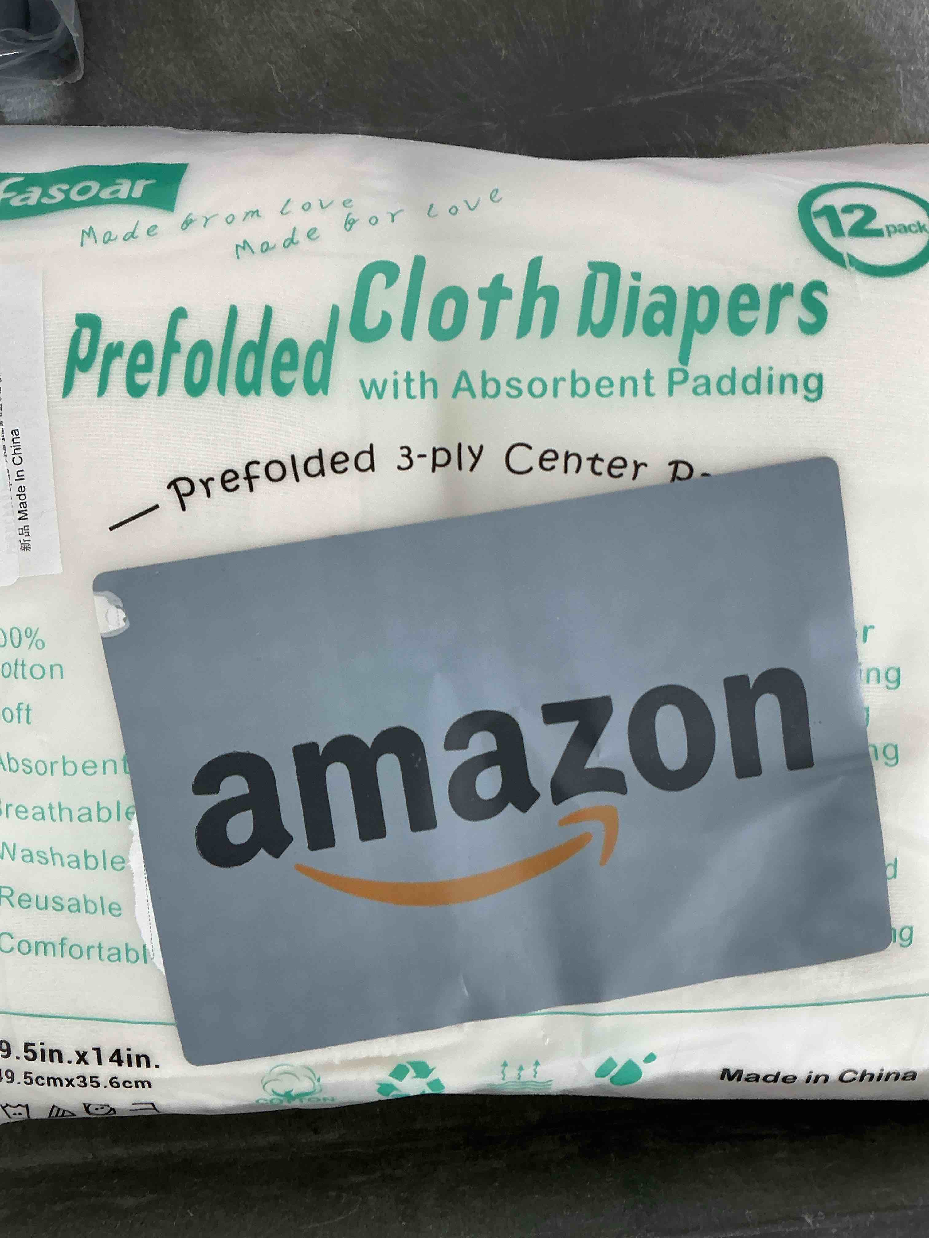 Condition photo showing Good Condition for Prefold Cloth Diapers - Premium Cotton, Fasoar 3 Ply Environmental Friendly Baby Washable Diaper Covers for Babies to Toddlers Multi-Use (10-35 lbs) 12 Count