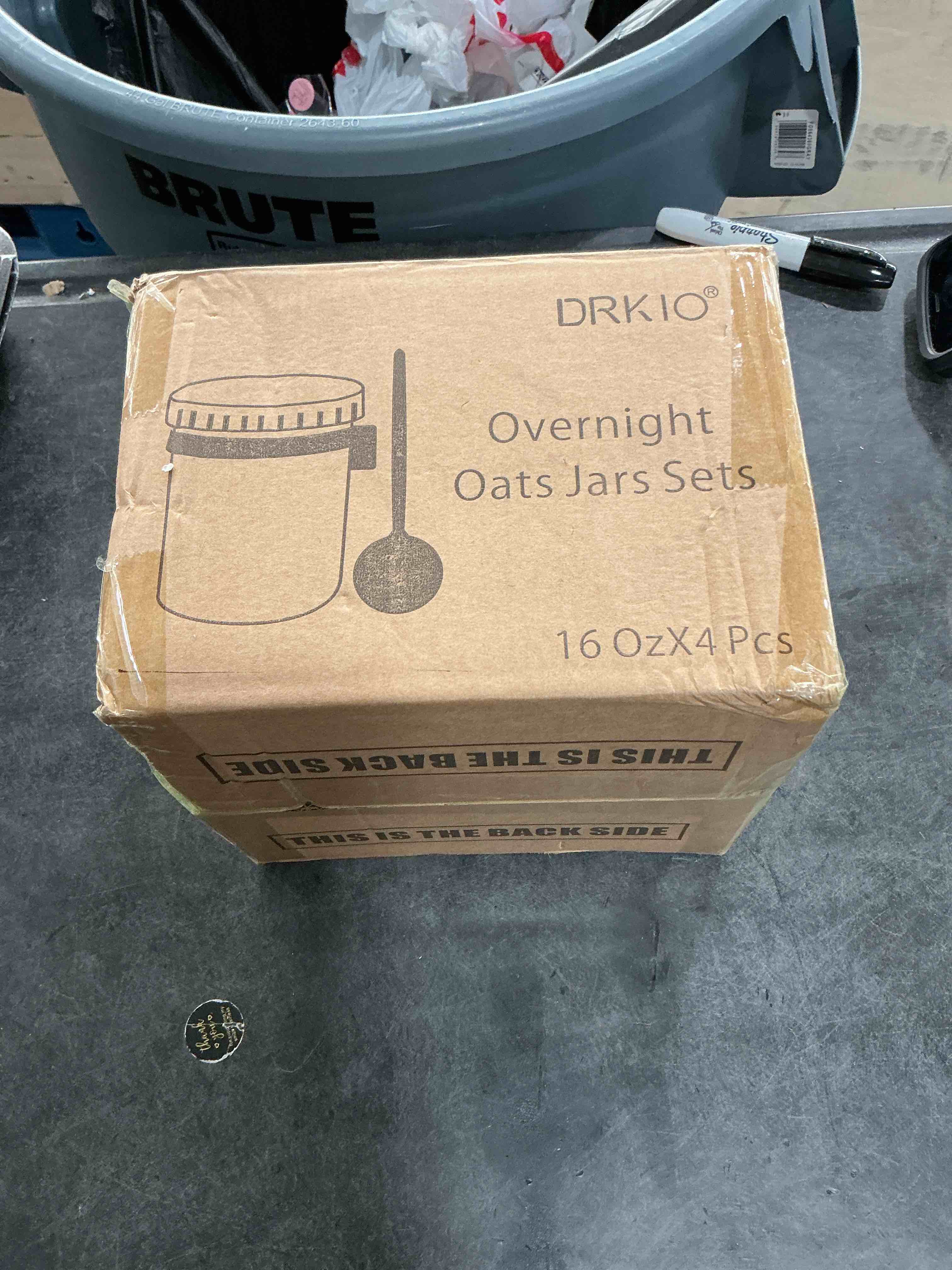 Condition photo showing New/Like New for 4 Pack Overnight Oats Containers with Lids and Spoons - DRKIO 16 Oz Glass Mason Jars for Overnight Oats Leak Proof Oatmeal Container Great for Cereal Fruit Vegetable Milk Salad Yogurt Meal Prep