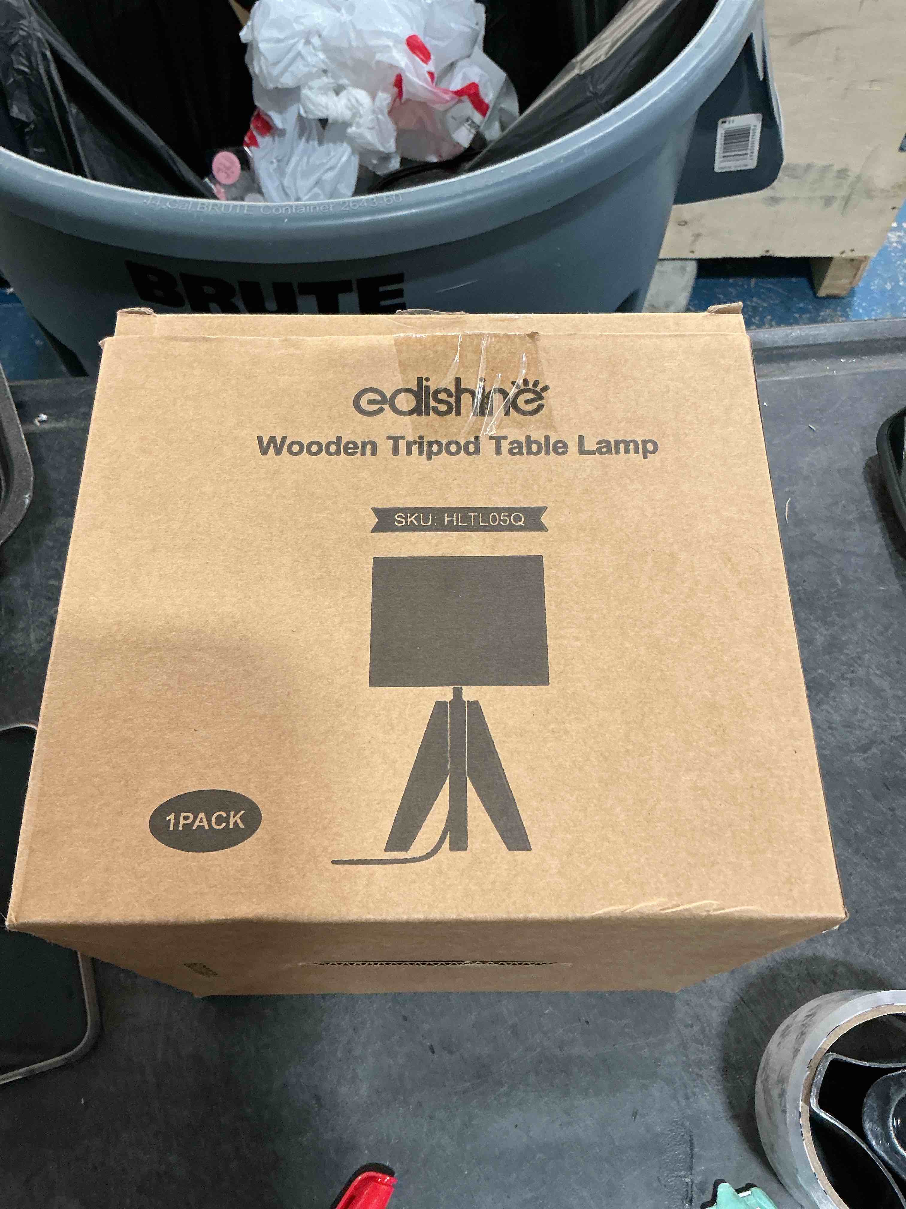 Condition photo showing New/Like New for EDISHINE Tripod Table Lamp, Small Cute Bedside Lamp with Linen Beige Lampshade, Nightstand Lamp for Nursery, Bedroom, Kid Room, Living Room, Light Brown Wooden Base, E26 Socket, 14.2 Inch Bohemian