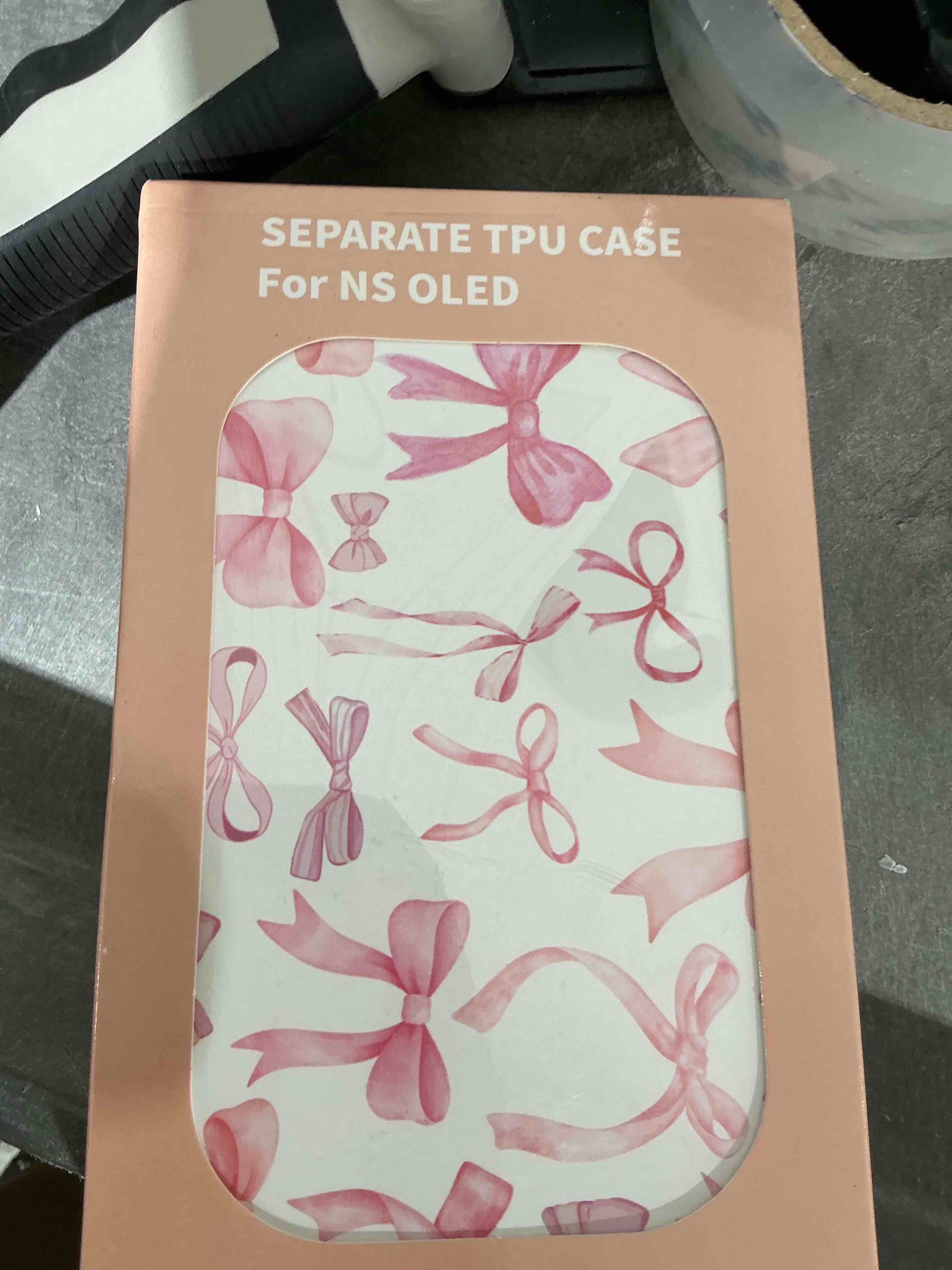Condition photo showing Good Condition for Protective Case for Switch OLED, Silicone Cover Shell Compatible with Nintendo Switch OLED Dockable Case Cozy Accessory Full Protection for Controller & Joy con-Pink Coqutte Bow