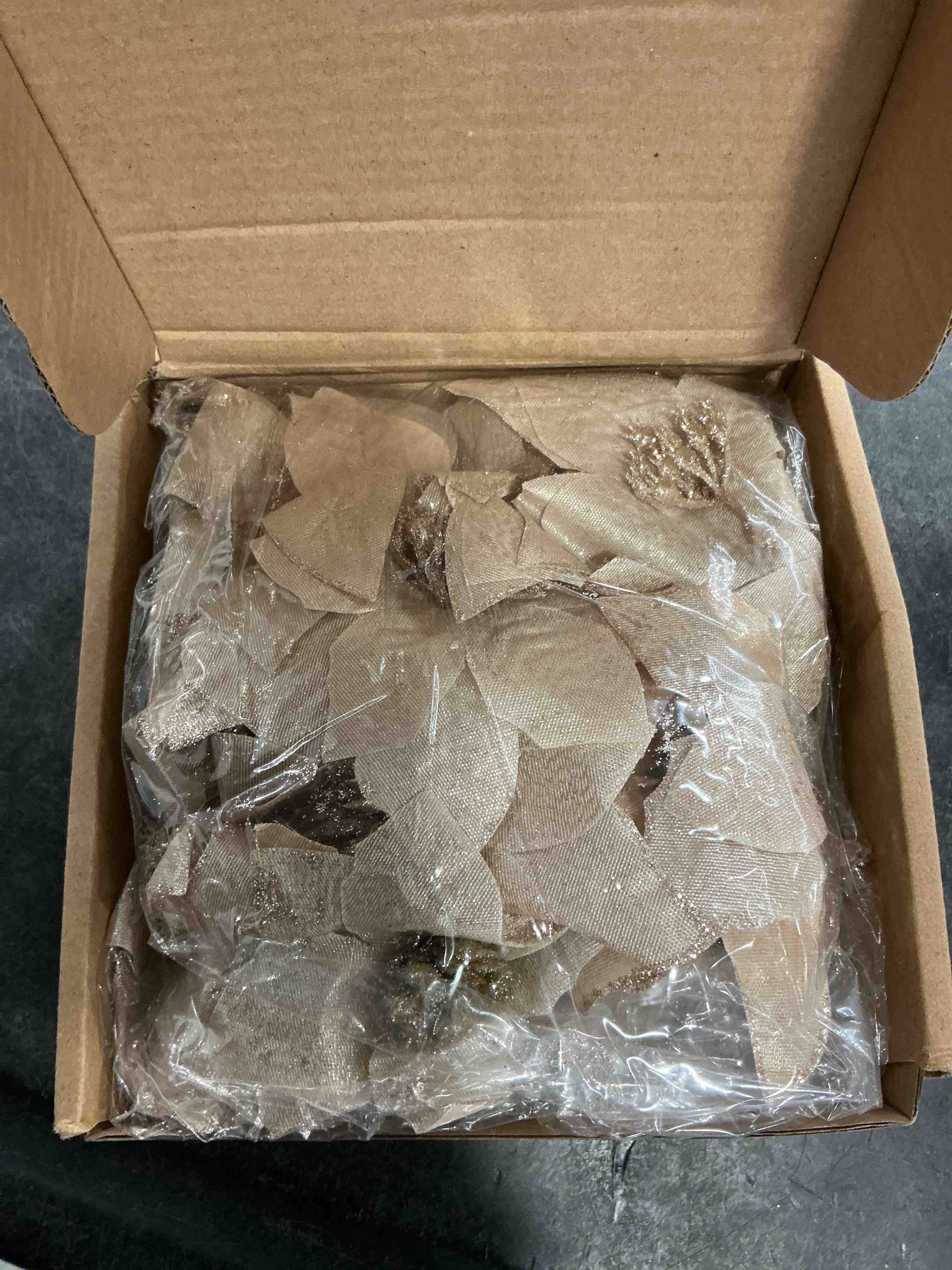 Condition photo showing Good Condition for WILLBOND 36 Pcs 3 Size Christmas Poinsettia Christmas Tree Flowers Glitter Faux Flowers Decoration Artificial Poinsettia Ornaments for New Year Home Outdoor Decoration(3/4/ 6 Inch,Champagne) Champagne 3/ 4/ 6 Inch