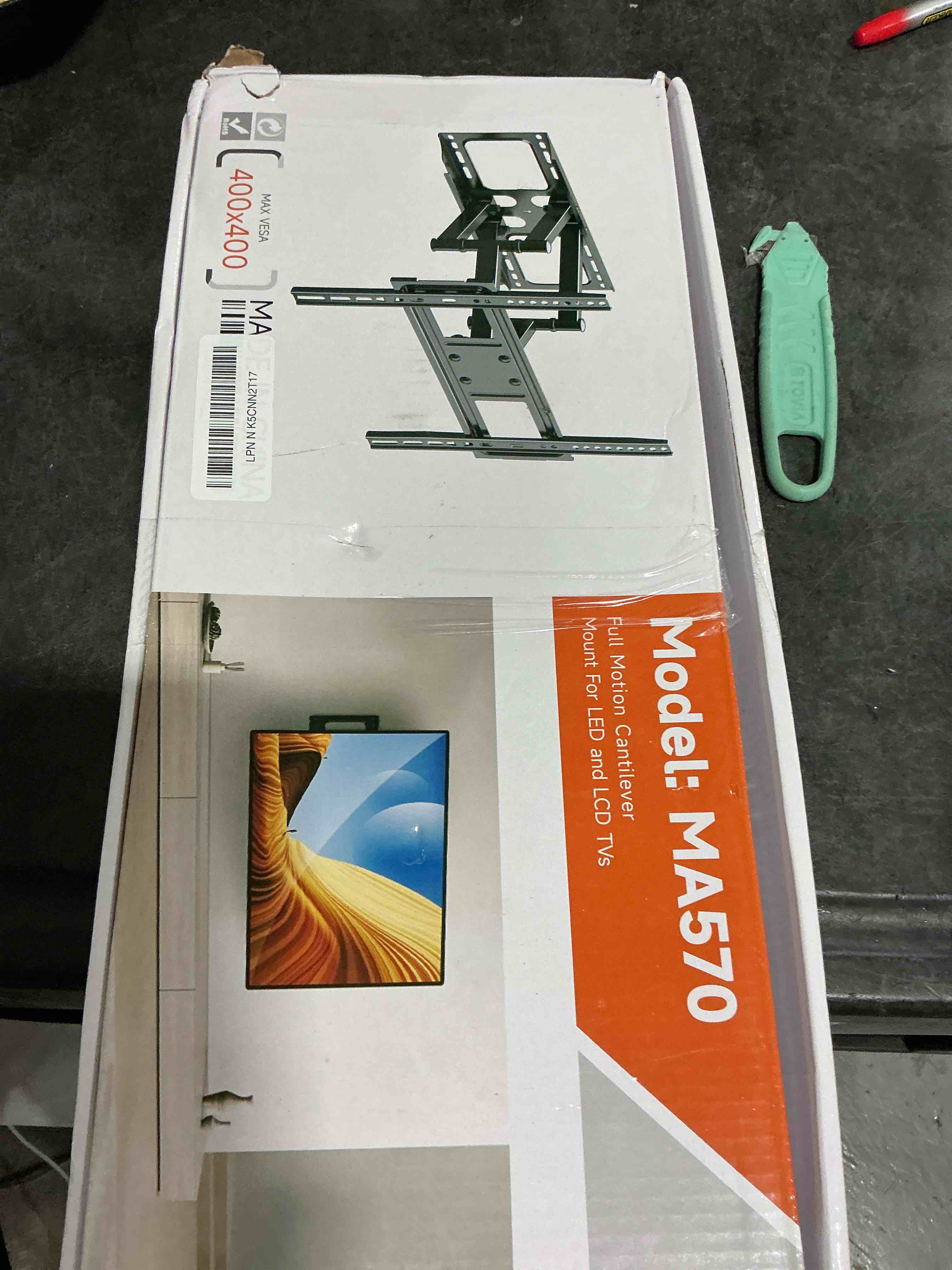 Condition photo showing Good Condition for Full Motion TV Wall Mount for Most 26"-70" Flat/Curved TV, Swivel Tilt Bracket with Articulating Dual Arms, Support 100lbs, Max VESA 400x400mm, Fits 12”/16" Wood Stud (MA570)