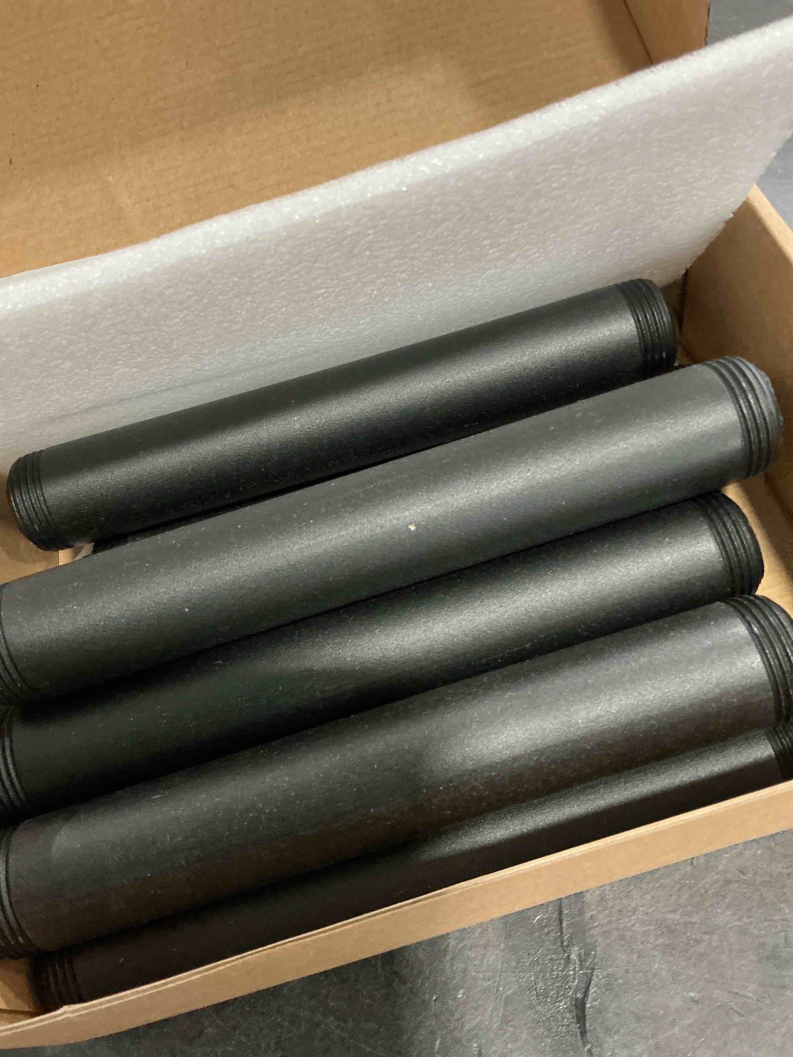 Condition photo showing Good Condition for 1"x 8" Black Painted Industrial Pipe - Home Expert 10 Pack Black Malleable Cast Iron Pipe Heavy Duty Pre Cut Metal Pipe Threaded Gray Pipe Fitting for Industrial Vintage Style DIY Project