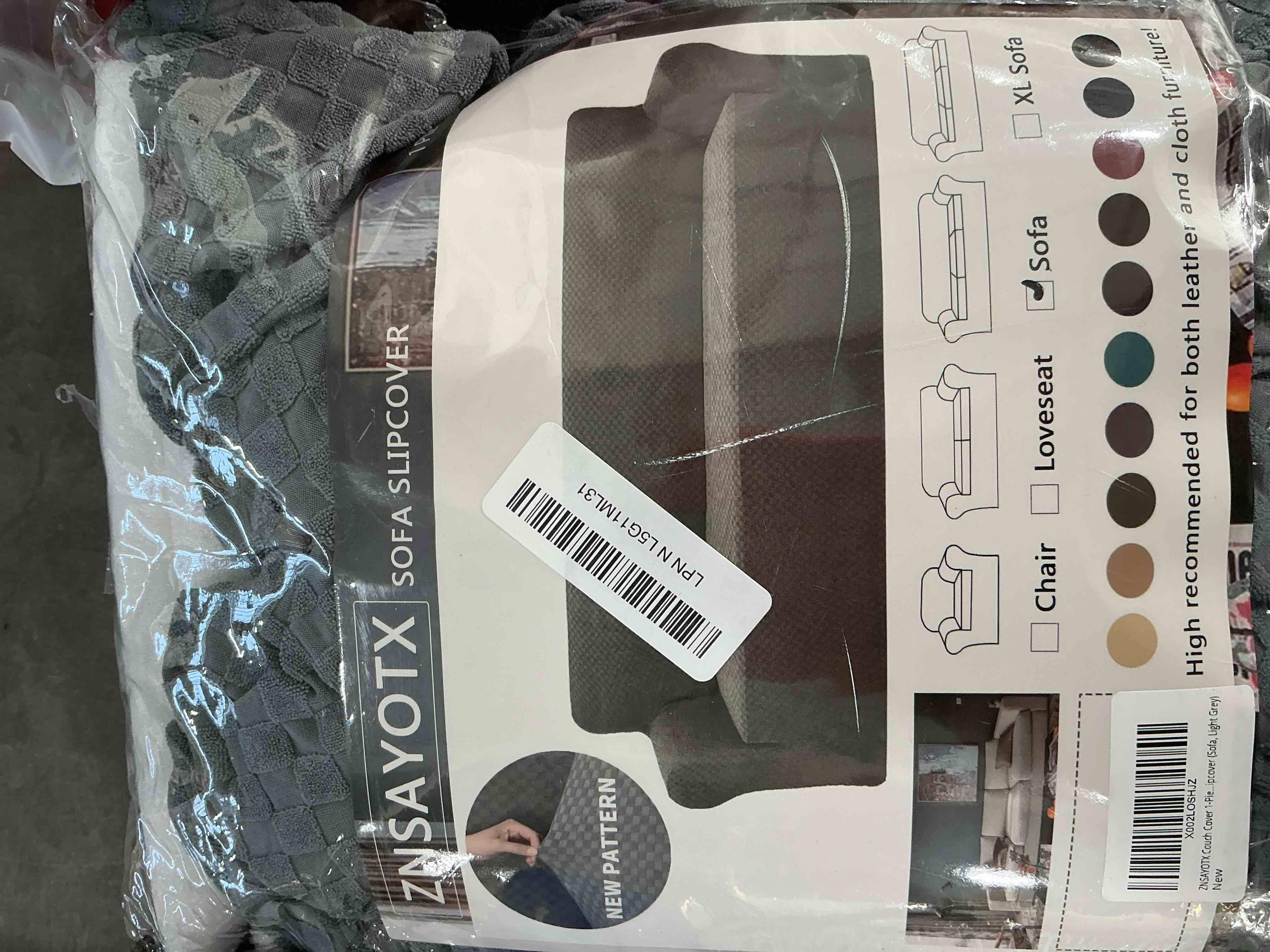 Condition photo showing New/Like New for ZNSAYOTX 1 Piece Jacquard Couch Covers for 3 Cushion Couch Living Room High Stretch Sofa Cover Pets Dogs Friendly Anti Slip Thickened Slipcovers Furniture Protector (Sofa, Light Grey) Large (71"-90") Light Grey