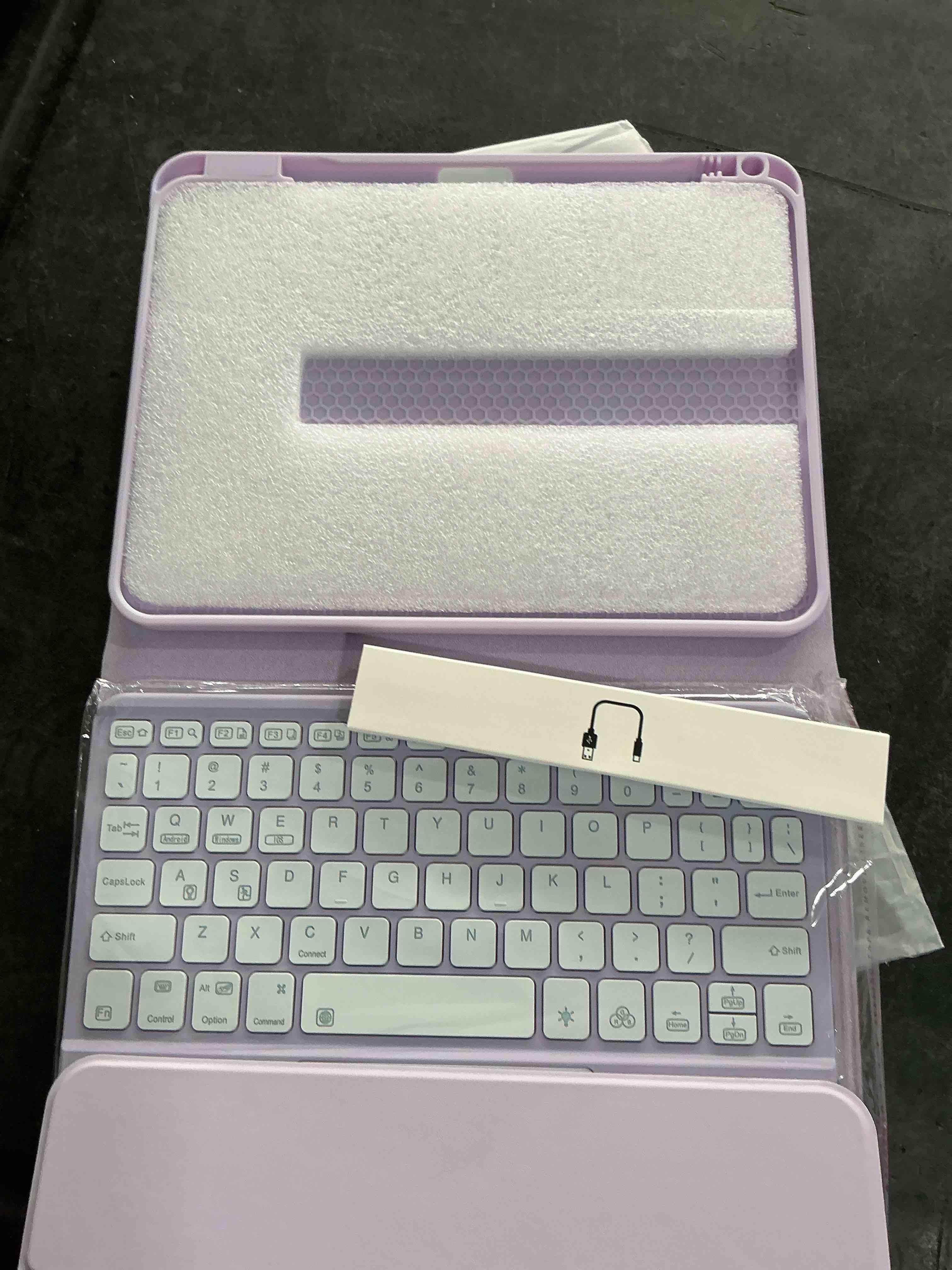 Condition photo showing Good Condition for Harvopu Compatible for iPad 11th 10th Generation Case with Keyboard, Folio Cover with Pencil Holder, Multi-Touch Trackpad, 7 Color Backlit, Detachable Keyboard for iPad (A16) 11th/10th Gen (Purple)