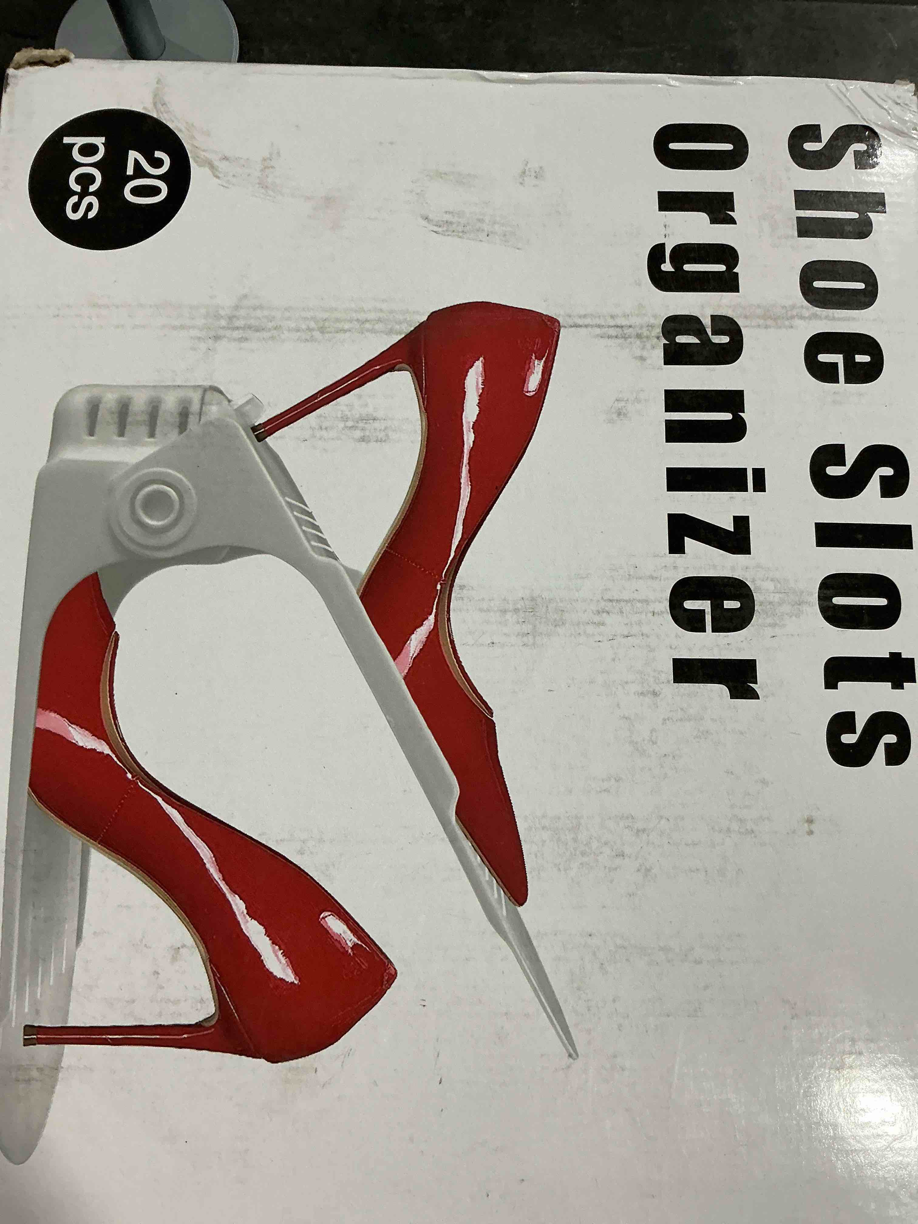 Condition photo showing New/Like New for Shoe Slots Organizer 20 Pack - Shoe Stackers, Space Savers 50%, 4 Levels Adjustable, Double Layer Holders for Closet, White 20pack White