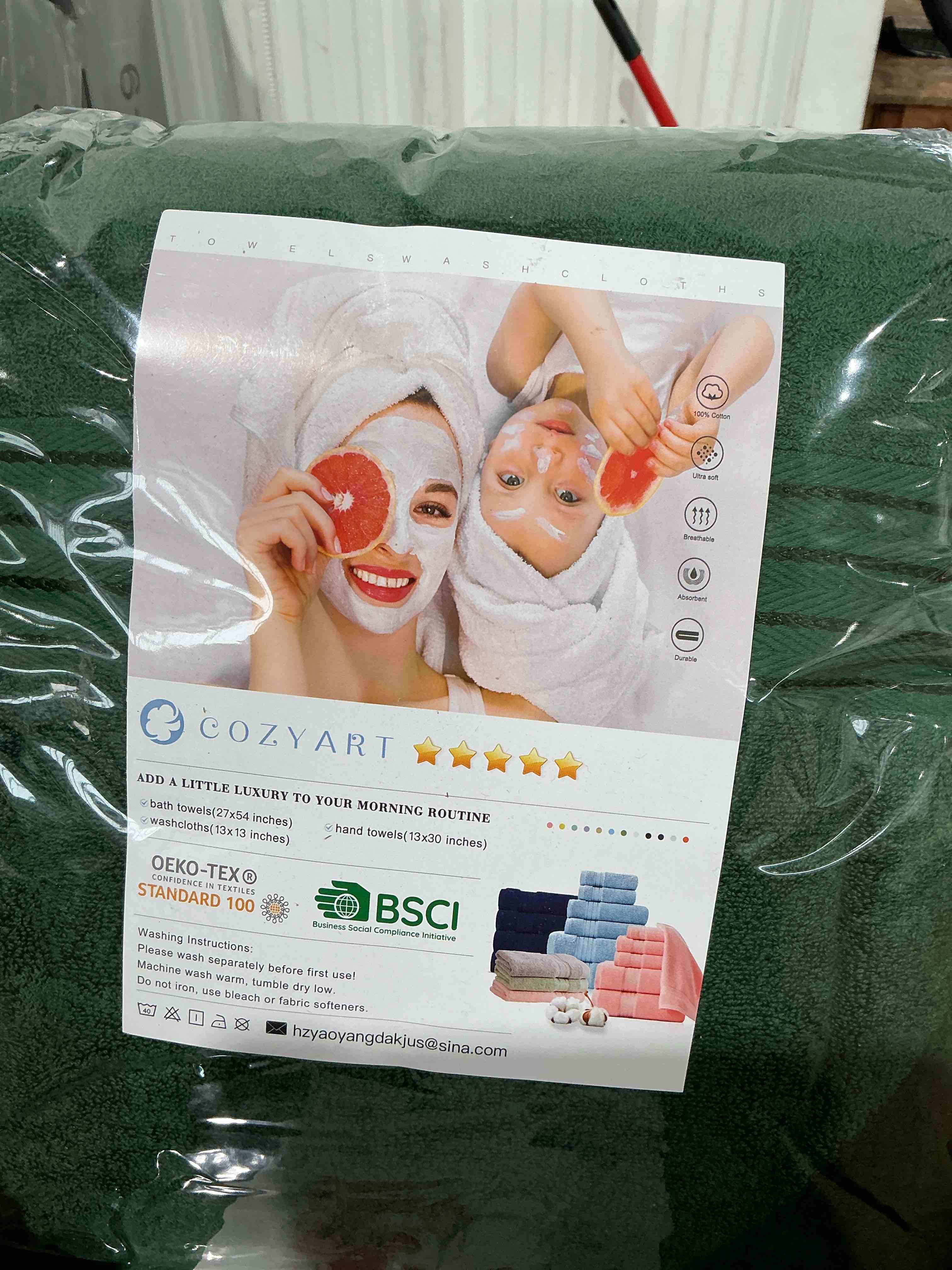 COZYART Formal Green Bath Towels Set 6 Piece, Luxury 100% Turkish Cotton 650GSM Hotel Quality, Soft, Absorbent,Towel Sets for Bathroom | 2 Bath Towels 2 Hand Towels 2 Washcloths