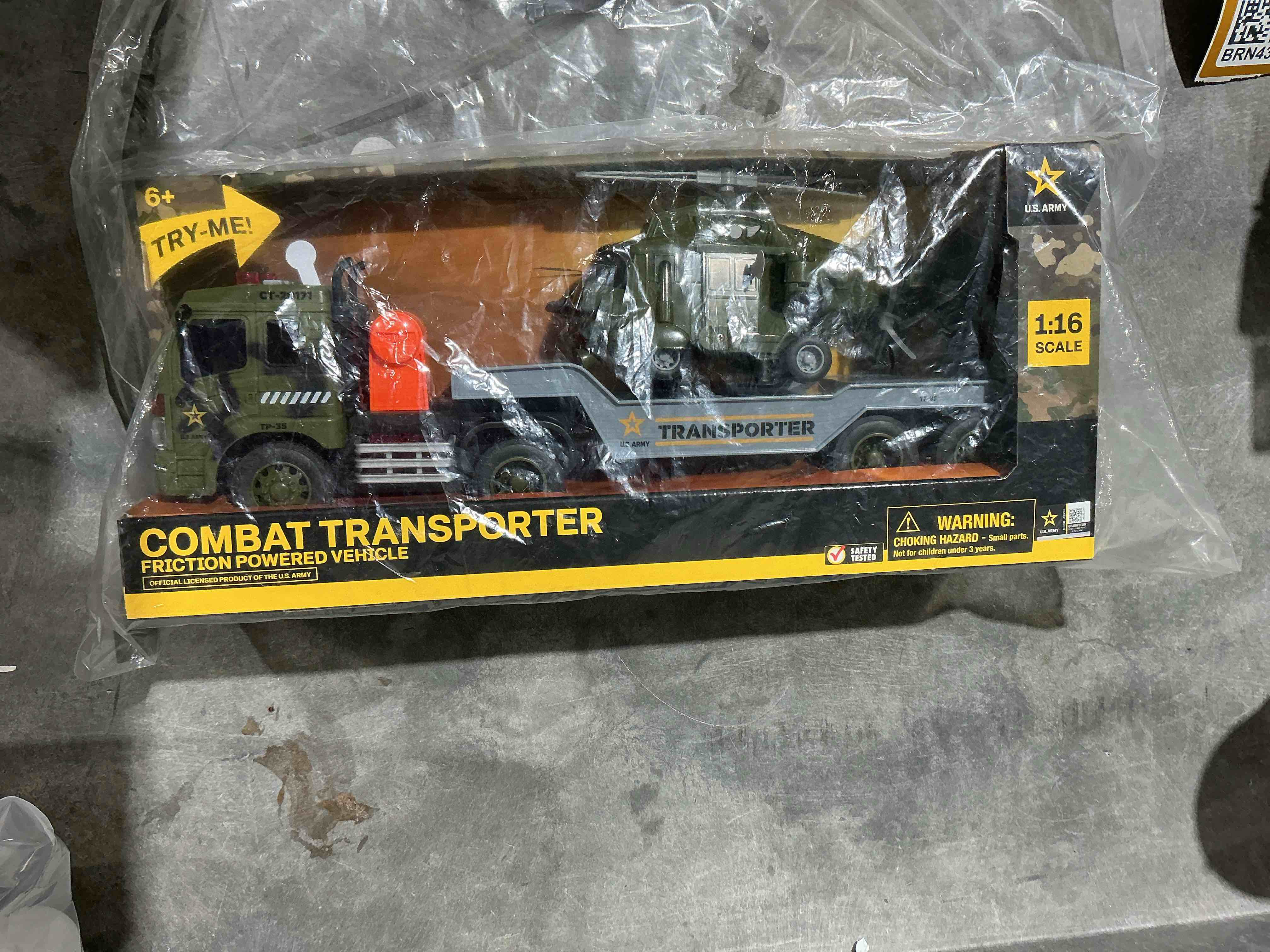 US Army Combat Transporter Friction Powered Vehicle with lights and sounds 