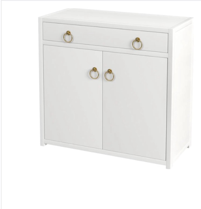 x Butler specialty one door, two drawers, chest, white, and gold