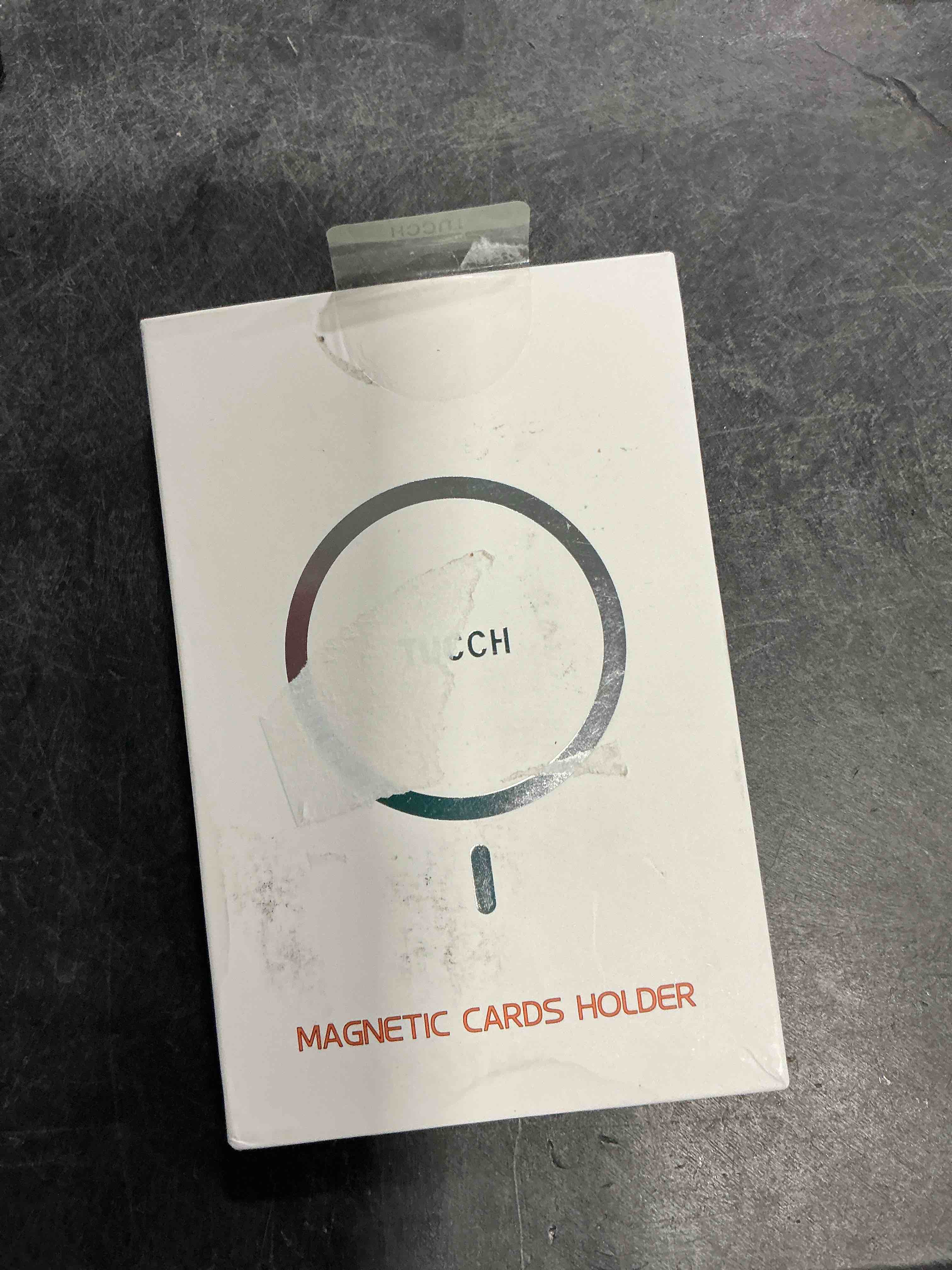 tucch for magsafe card holder with clear id window, fit 6 cards, rfid blocking pu leather magnetic p