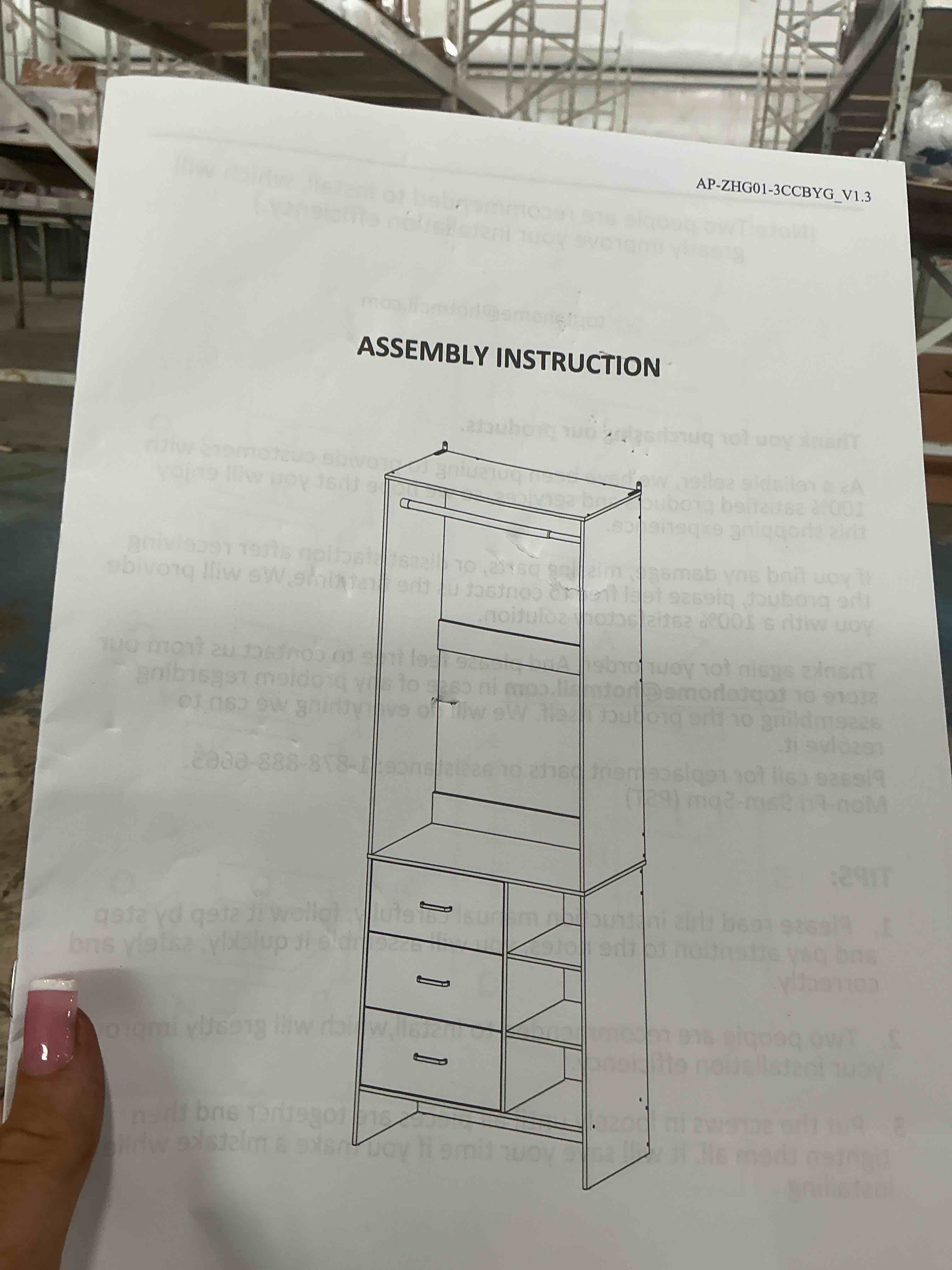 Condition photo showing New/Like New for closet system with 3 drawers, 2ft-5ft customizable closet organizer system with hanging rods& shelves, fits small walk-in closet, modular closet tower, wooden freestanding closet storage system, white