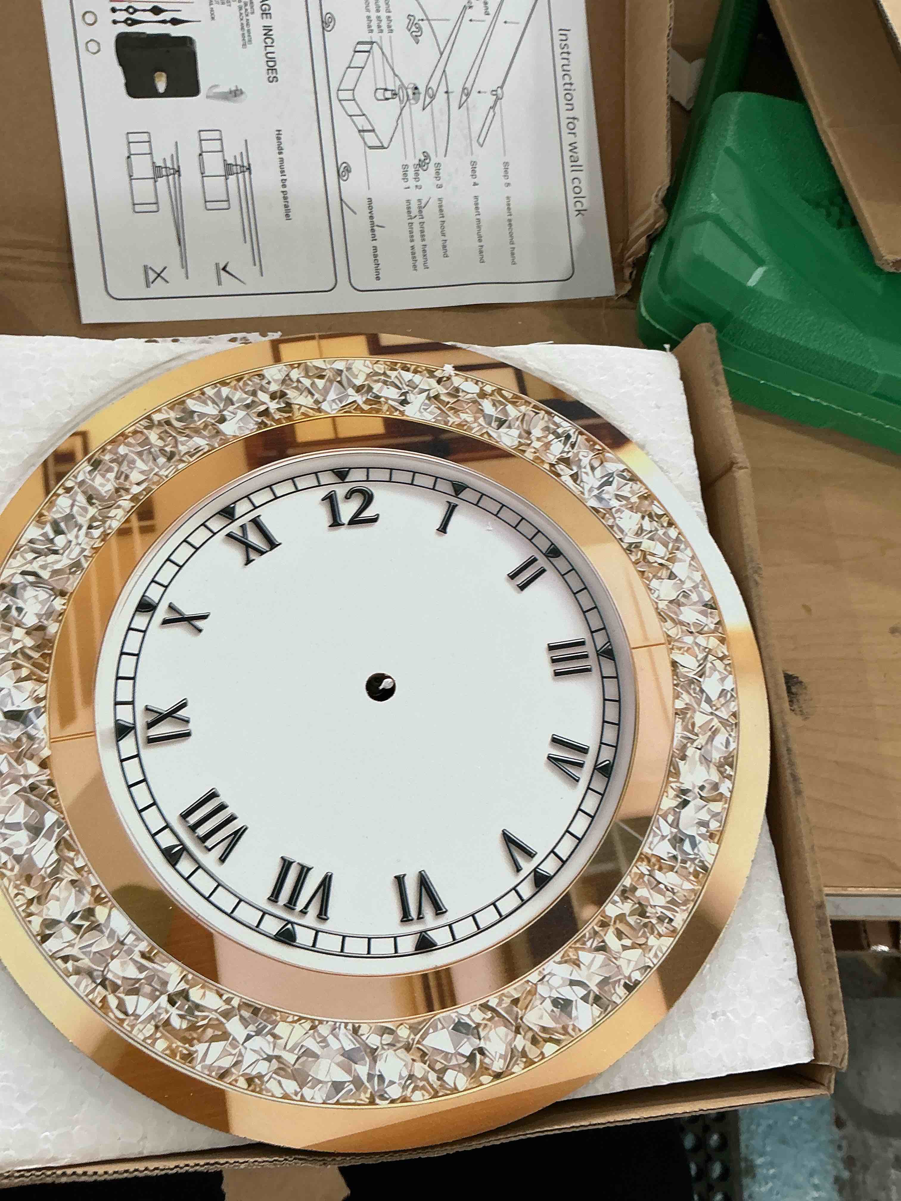 Condition photo showing New/Like New for lefangovswhite marble wall clock 10inch wooden round clock modern art decoration silent no tick battery operated for home kitchen office school wall decoration