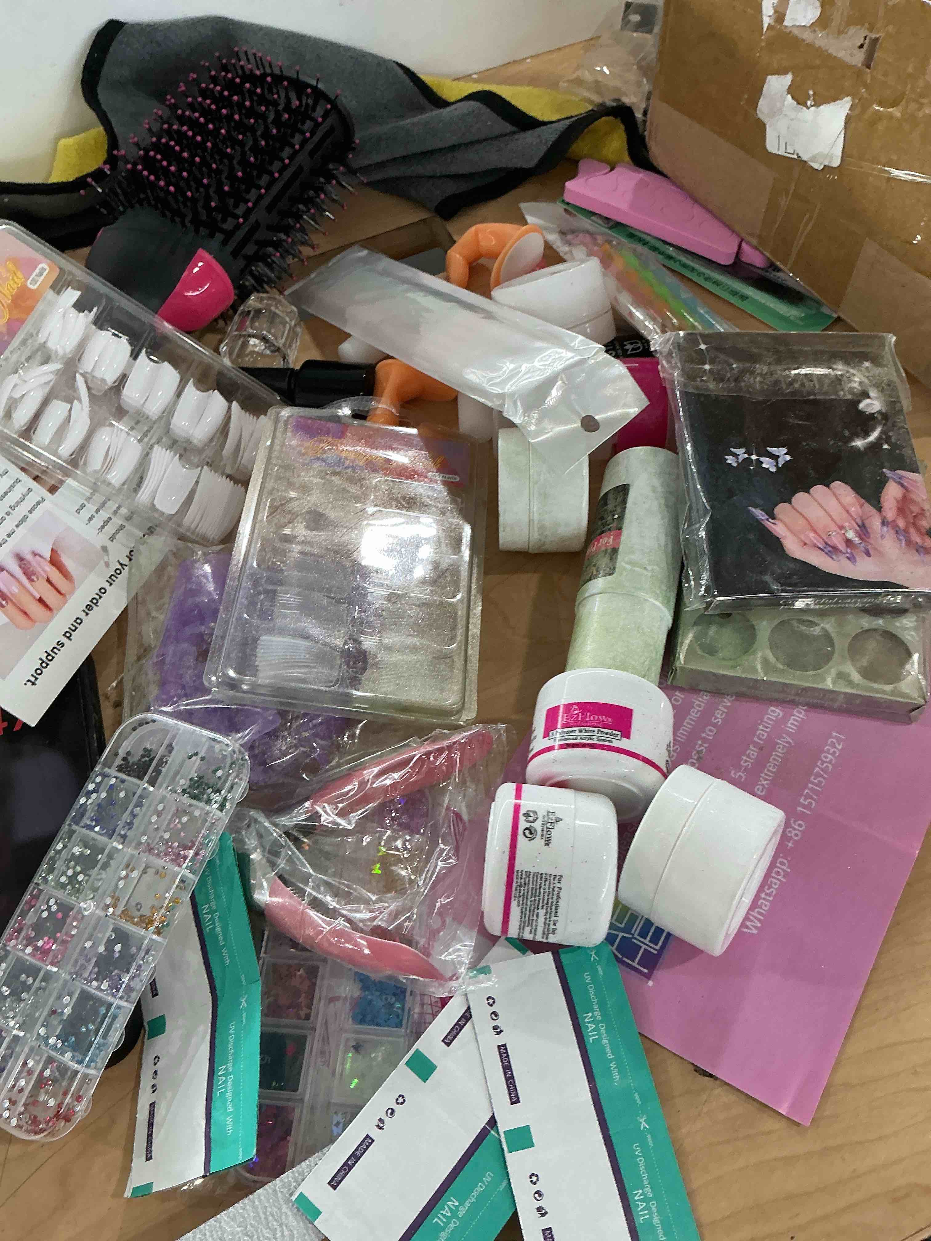 Condition photo showing New/Like New for acrylic nail kit for beginners with everything professional, 12 glitter powder nail kit acrylic set, nail care art design tip brush clipper file supplie, diy tool