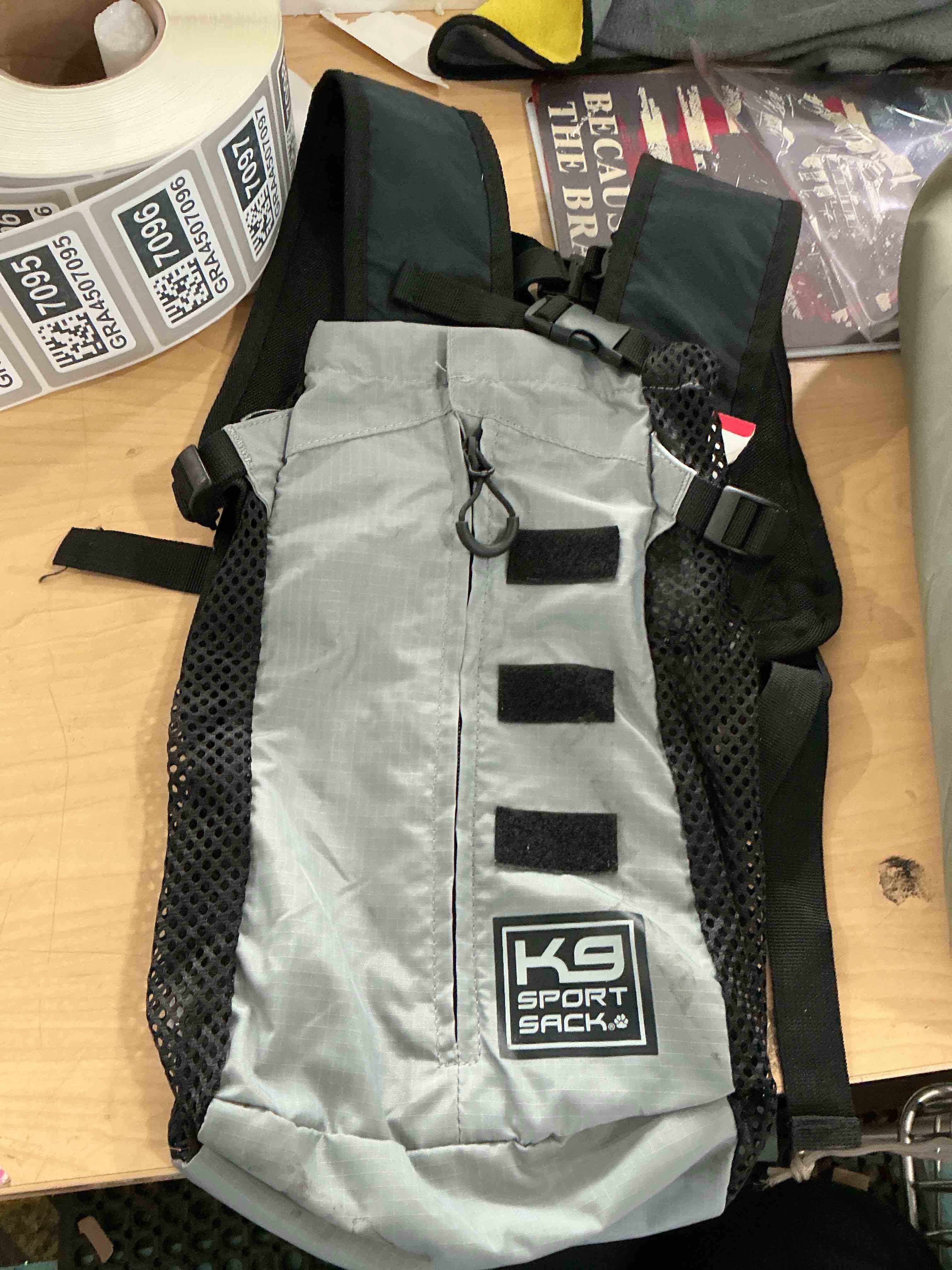 Condition photo showing Good Condition for k9 sport sack trainer - x-small, iron gate - ideal for dogs with 9-12” back length - backpack-style training carrier - meant for quick, non-strenuous activities