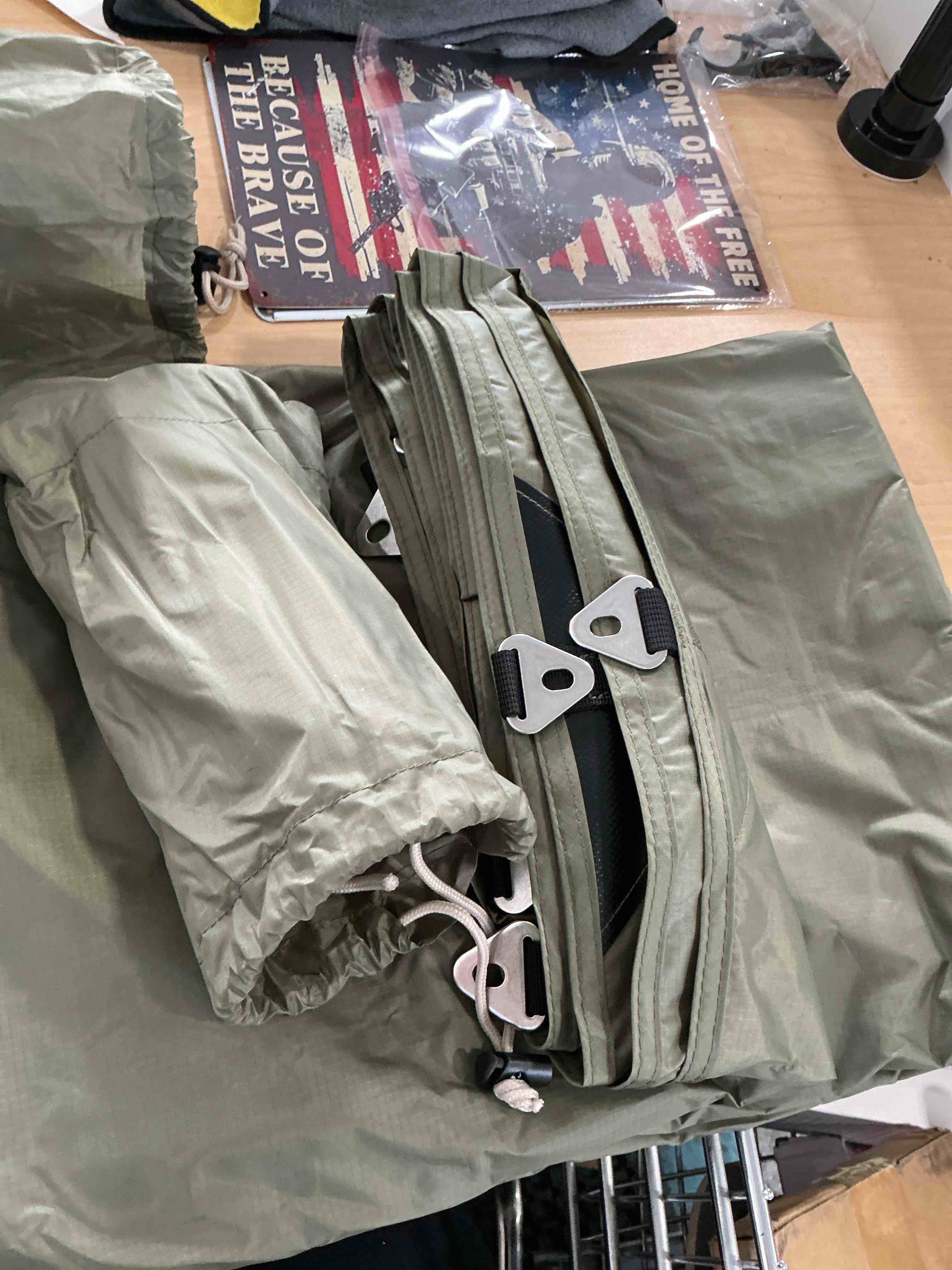 Condition photo showing New/Like New for 17x10 ft large camping tarp waterproof, lightweight pu6000mm rain fly, upf 100+ sun protection camping canopy & tent cover for outdoor camping, picnic, backpacking & hammock (note: poles not included)