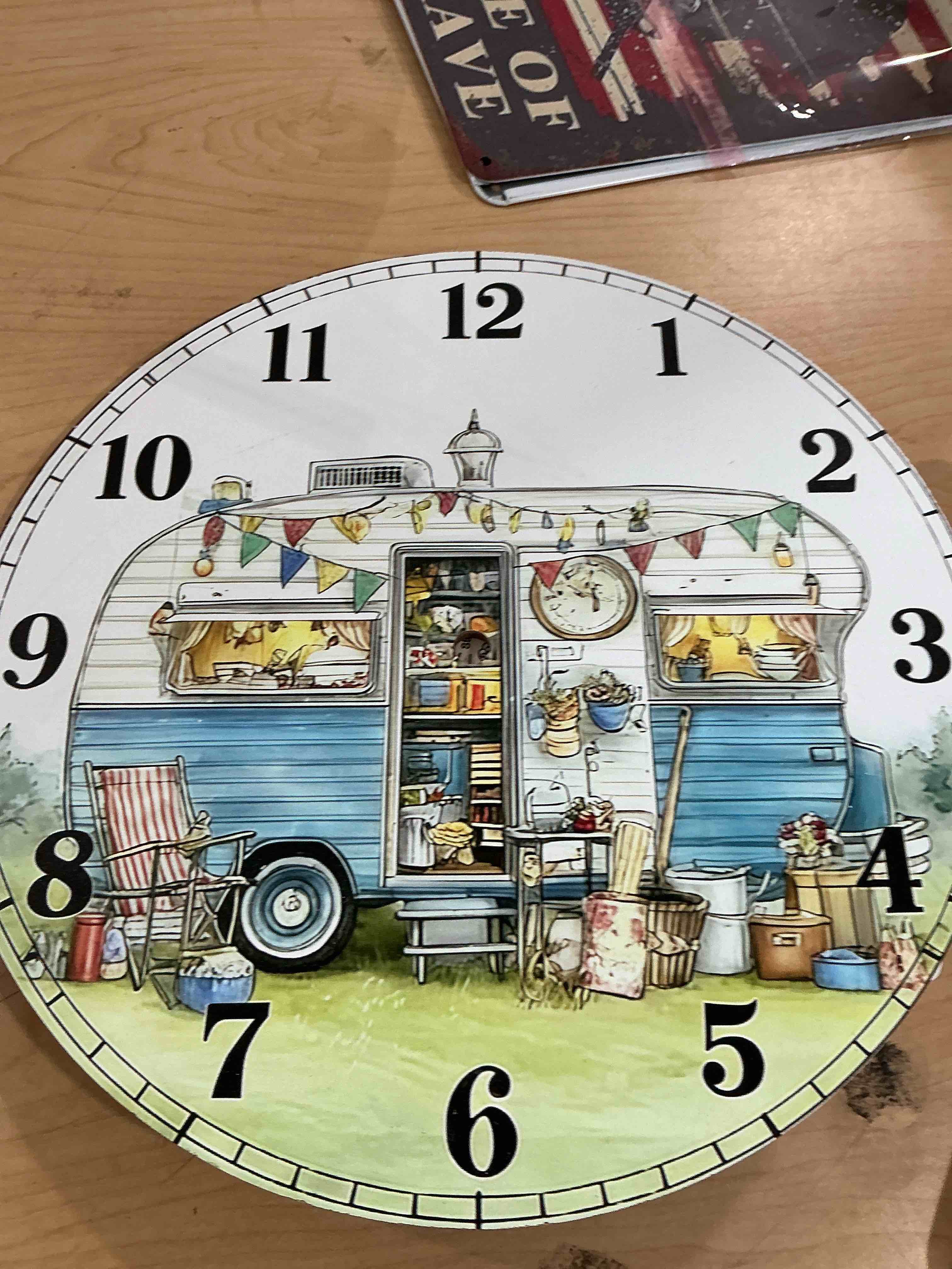 Condition photo showing New/Like New for aroggeld rv colorful wall clock fifth wheel camper travel large wooden wall clocks battery operated 12 inch non-ticking analog clock modern wall art farmhouse decor for living room kitchen bedroom