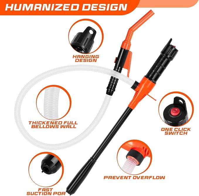Condition photo showing New/Like New for bestcosy electric fuel transfer pump siphon pump for gas, fuel, diesel, water transfer 2.4 gpm flow oil extractor -easy to use hand fuel pump, multi-use siphon fuel transfer pump?deep orange?