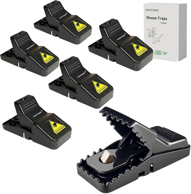 Condition photo showing New/Like New for reusable indoor mouse trap 6 pack – easy to set plastic rodent control device for home, garage & garden use