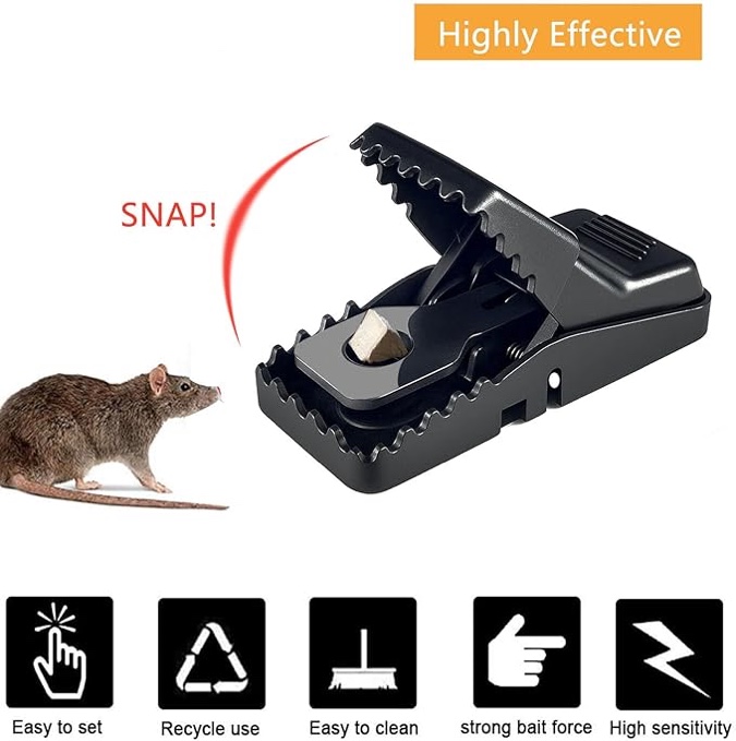 reusable indoor mouse trap 6 pack – easy to set plastic rodent control device for home, garage & garden use