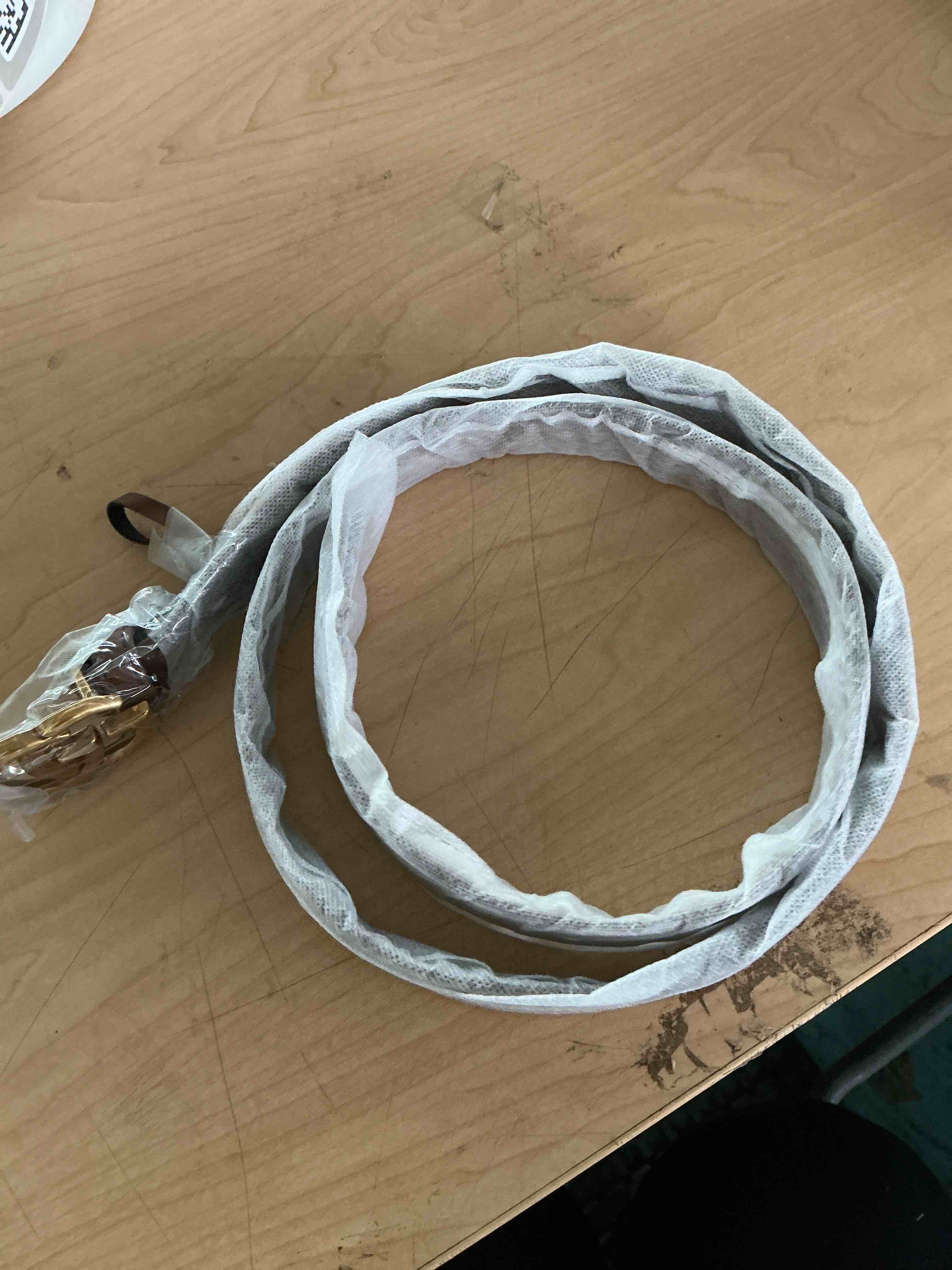 Condition photo showing New/Like New for women reversible leather belt with fashion gold buckle for dresses, jeans, and coats,width 1.1"