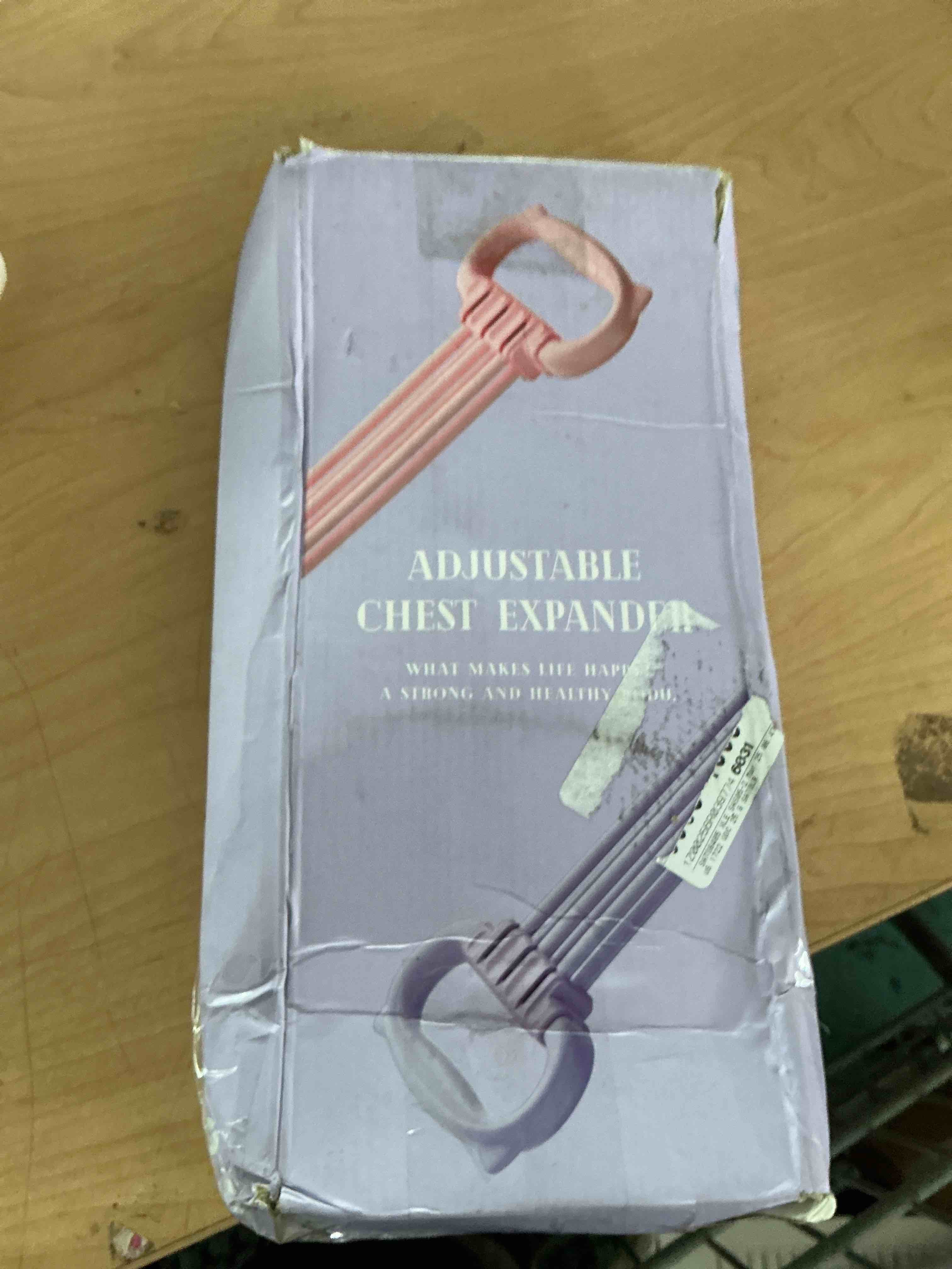 Condition photo showing New/Like New for figure 8 resistance bands, 6 adjustable elastic fitness bands, suitable for abdominal, back, shoulders, and chest workouts