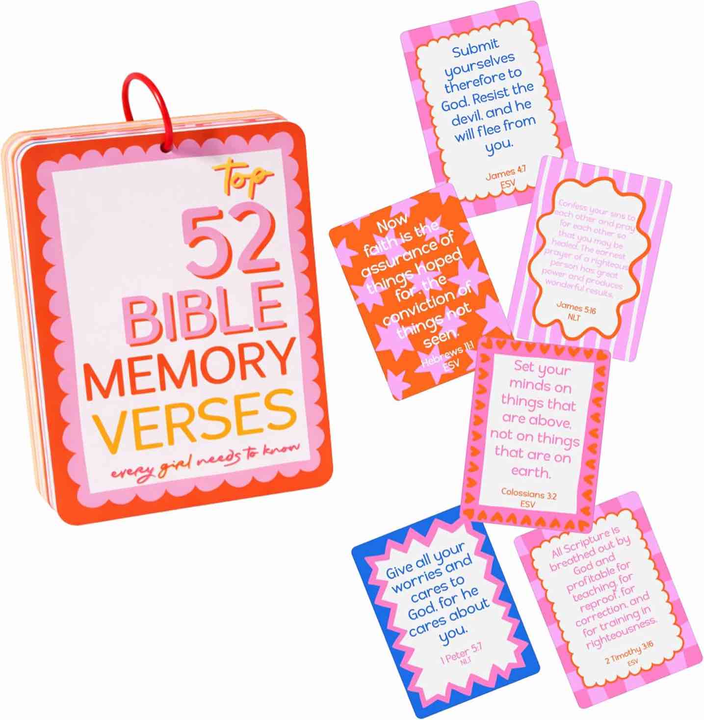 Condition photo showing New/Like New for aspen lane 52 verses kids bible verse cards flash cards (pink) for bible study supplies – scripture memory cards for children, bible study for kids, homeschool & sunday school