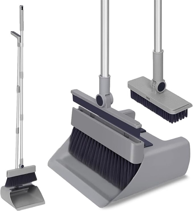 Condition photo showing New/Like New for sdsm 4 in 1 multifunctional broom and dustpan combo set, heavy duty brooms with 52" long handle, with squeegee and cleaning brush, for clean home kitchen bathroom office, sweeping indoor outdoor floor