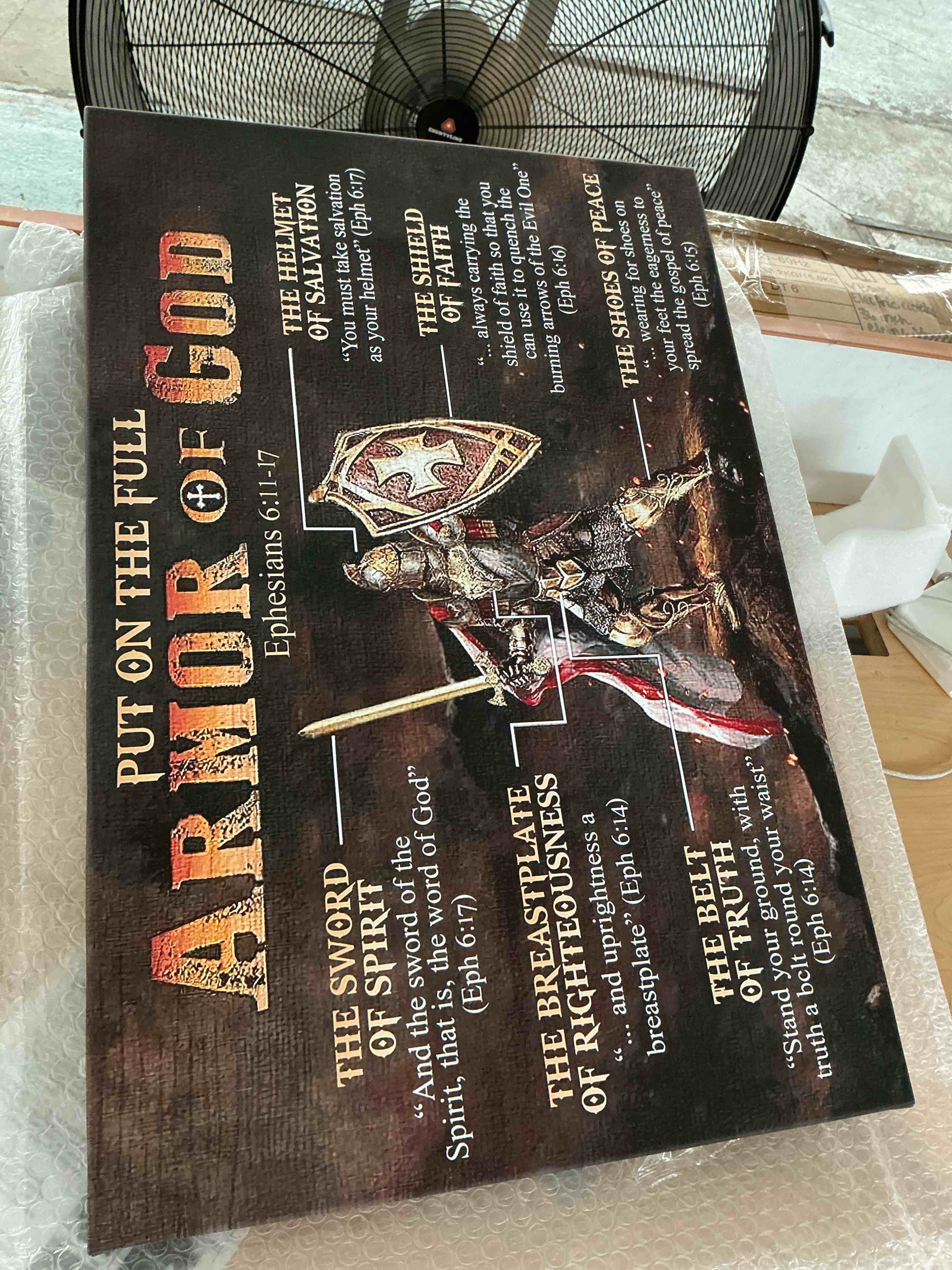 Condition photo showing New/Like New for warrior of god, put on full armor of god poster wall decor wall art printing picture canvas living room decor painting framed and unframed. (8x12inch-no framed)