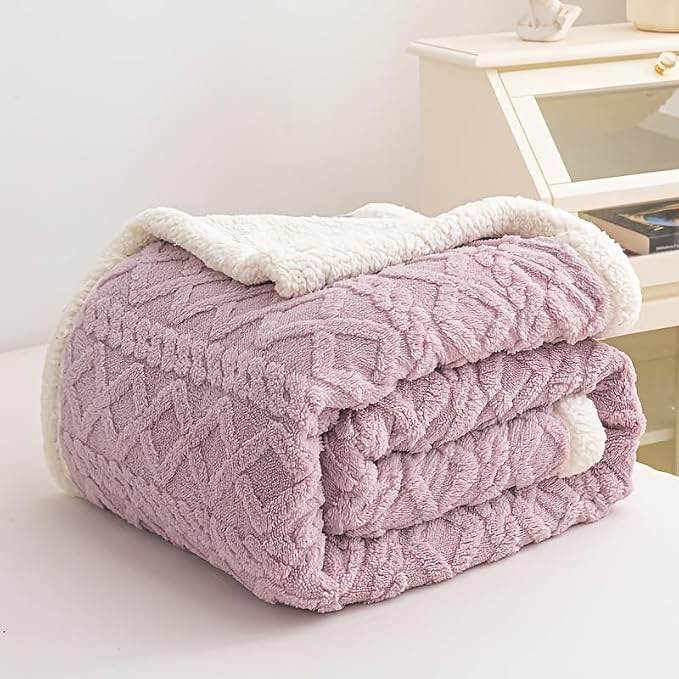 Condition photo showing New/Like New for luxury faux rabbit fur throw blanket - plush soft all-season couch & bedspread, single/double size, machine washable, contemporary style, mixed colors, gift for home & travel