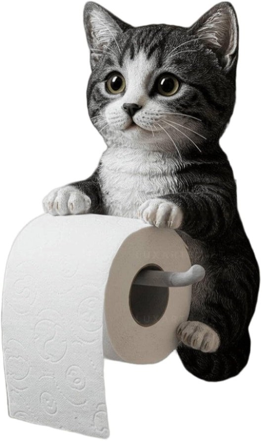 Condition photo showing New/Like New for funny 3d cats paper towel holder, cat paper holder, cute decorative toilet papers holder wall mount, toilet papers wall storage for bathroom kitchen decor, unique cats lover gifts(d)