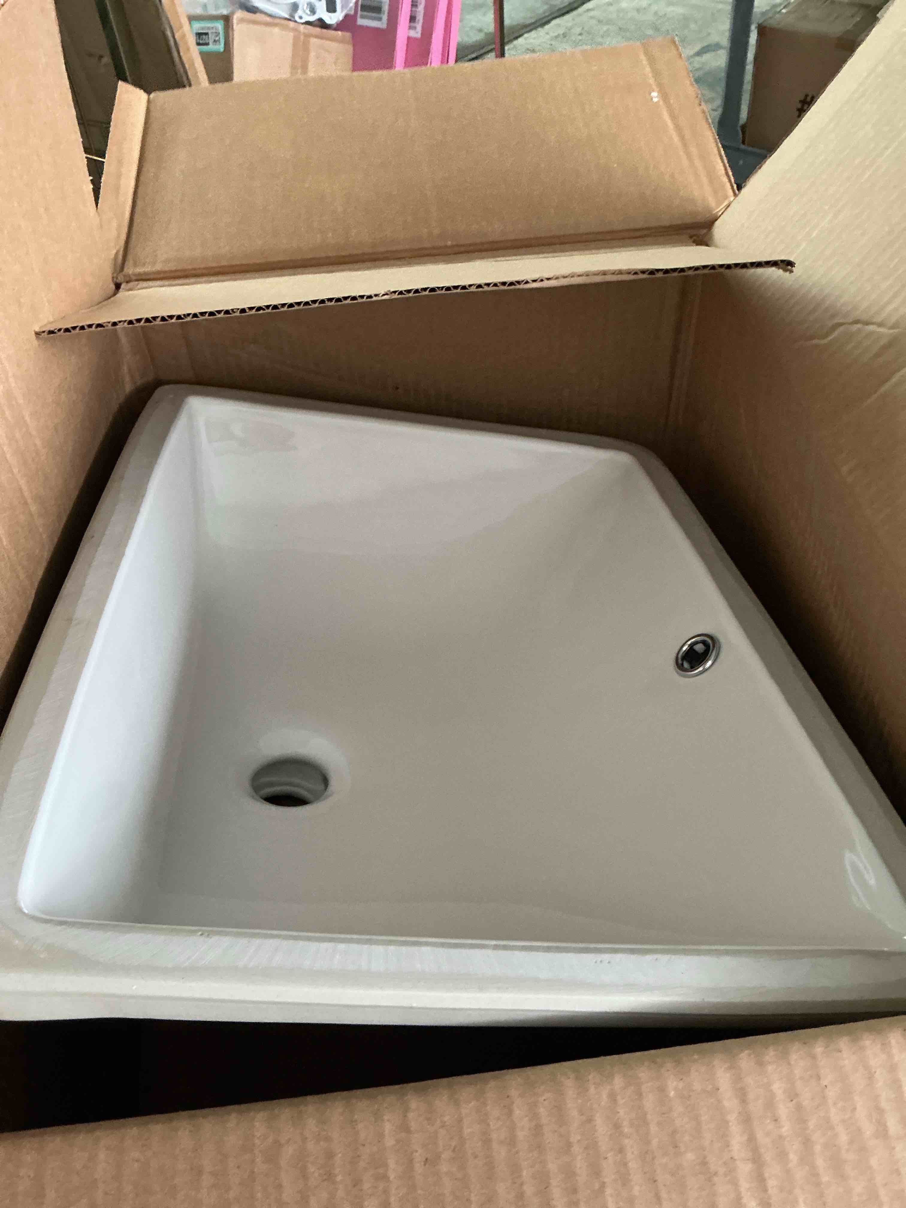 Condition photo showing New/Like New for lordear undermount bathroom sink 18x14 inch white rectangle porcelain ceramic vessel sinks deep basin with overflow lavatory vanity sink mounted under the counter