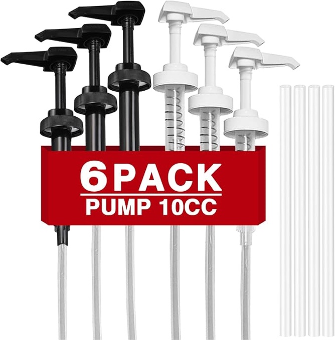 Condition photo showing New/Like New for 6 pack 38-400 gallon pump for jug 10cc dispensing gallon jug pump dispenser lotion gallon shampoo pump top replacement black & white, fits 1 gallon bottle 64oz 128oz hand sanitizer containers