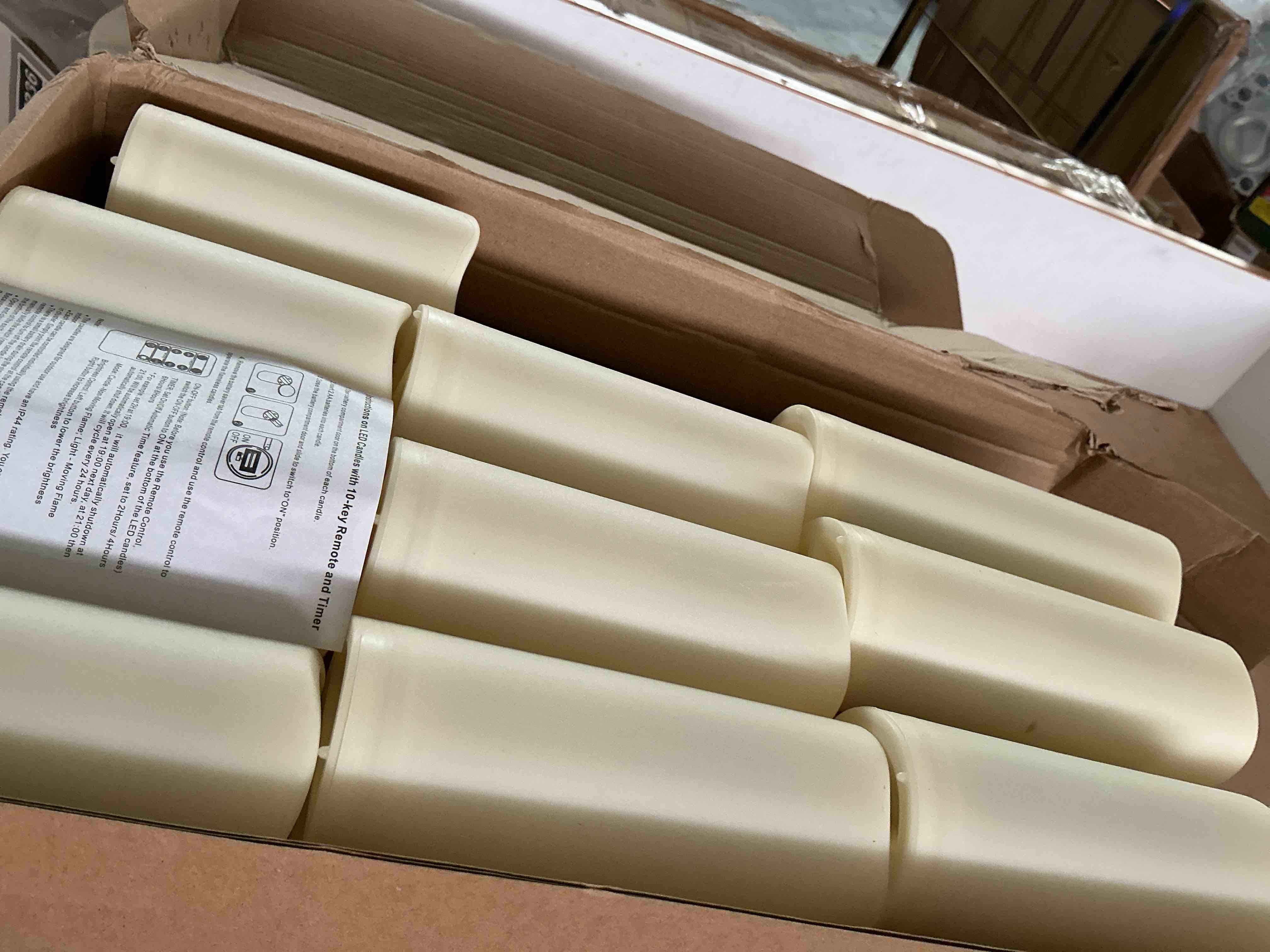 Condition photo showing New/Like New for waterproof flameless candles, 22 battery operated led pillar candles with 2 remote controls & timer, flickering indoor outdoor candles for wedding, patio, easter, bathroom, home decor, 4''5''6'' ivory white