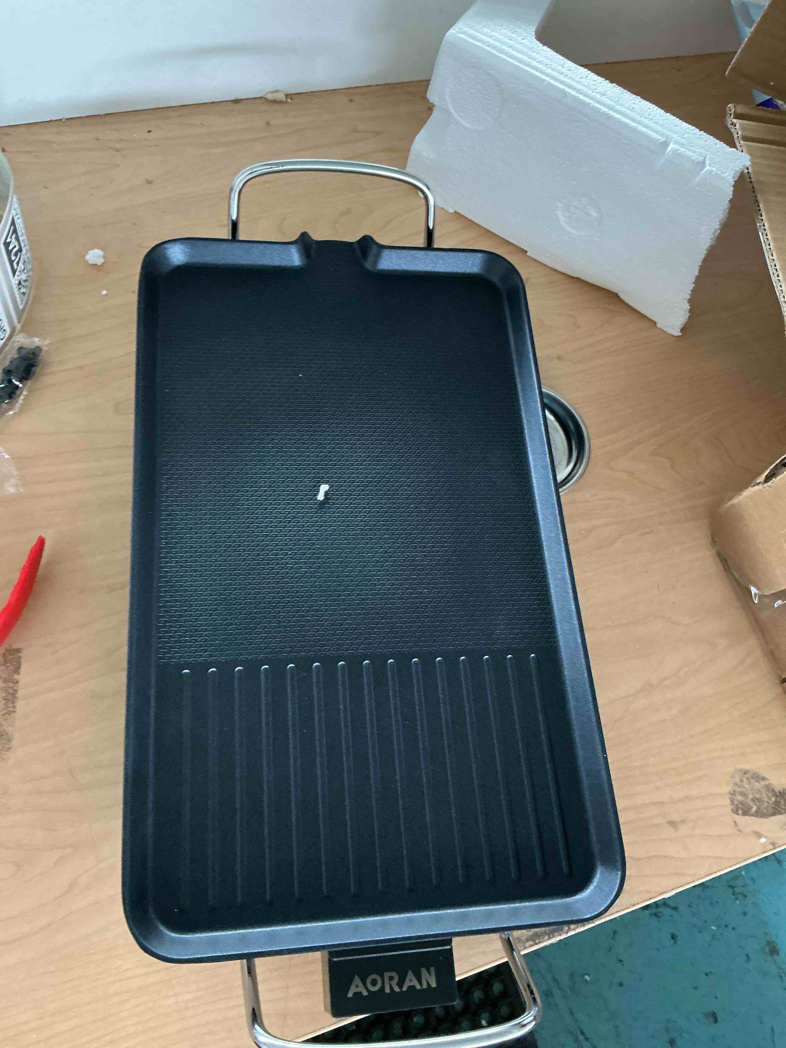 Condition photo showing New/Like New for vayepro 2-in-1 stove top griddle & grill pan, 20 inch non-stick double burner griddle for gas, electric, and camping stoves, perfect for pancakes, bbq, and indoor/outdoor cooking