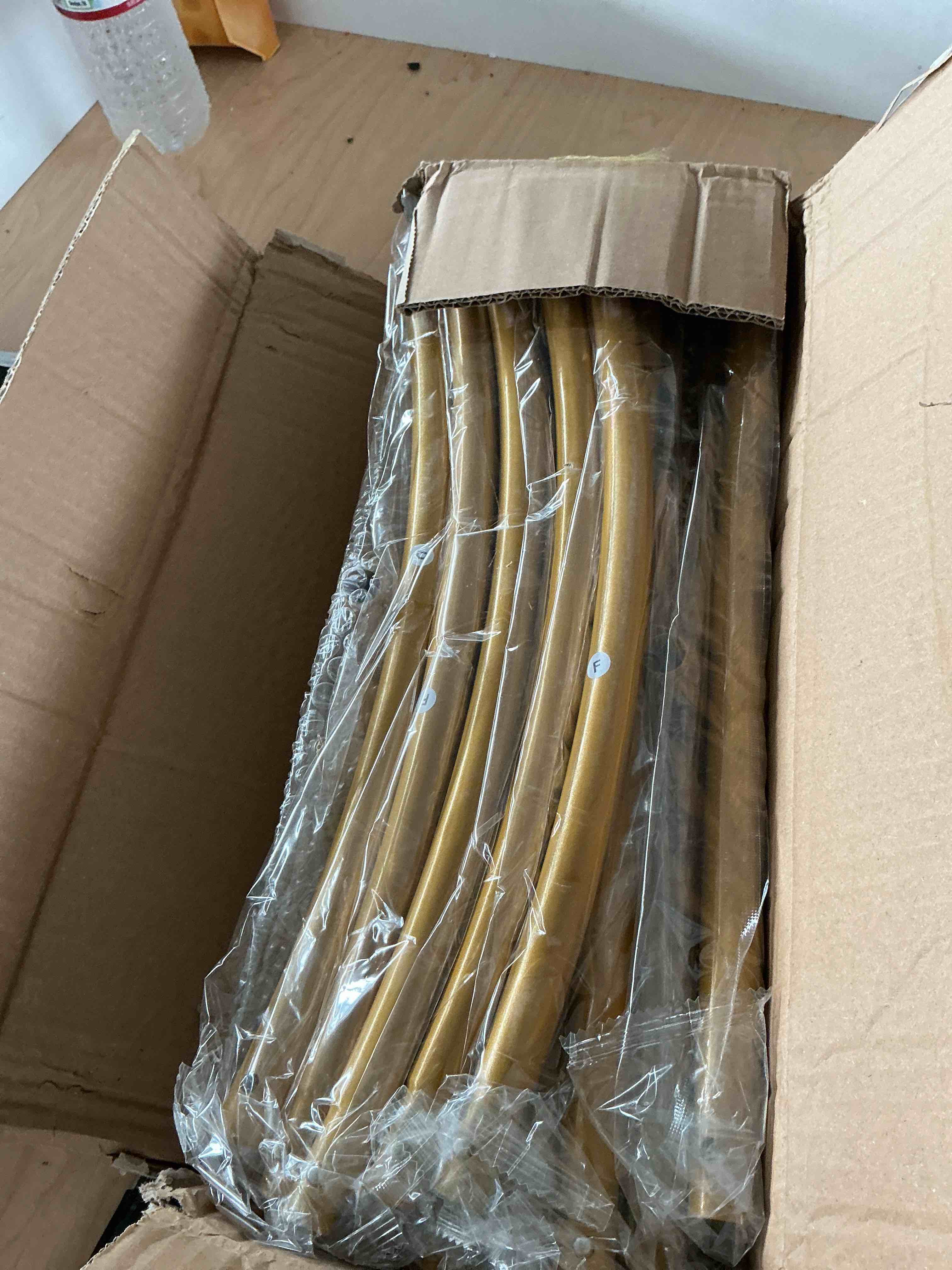 Condition photo showing New/Like New for wedding arch backdrop stand, 7.2ft gold metal arch backdrop stand for wedding bridal, baby shower, photo booth, birthday party, garden balloon arch decoration(gold-7.2ft)
