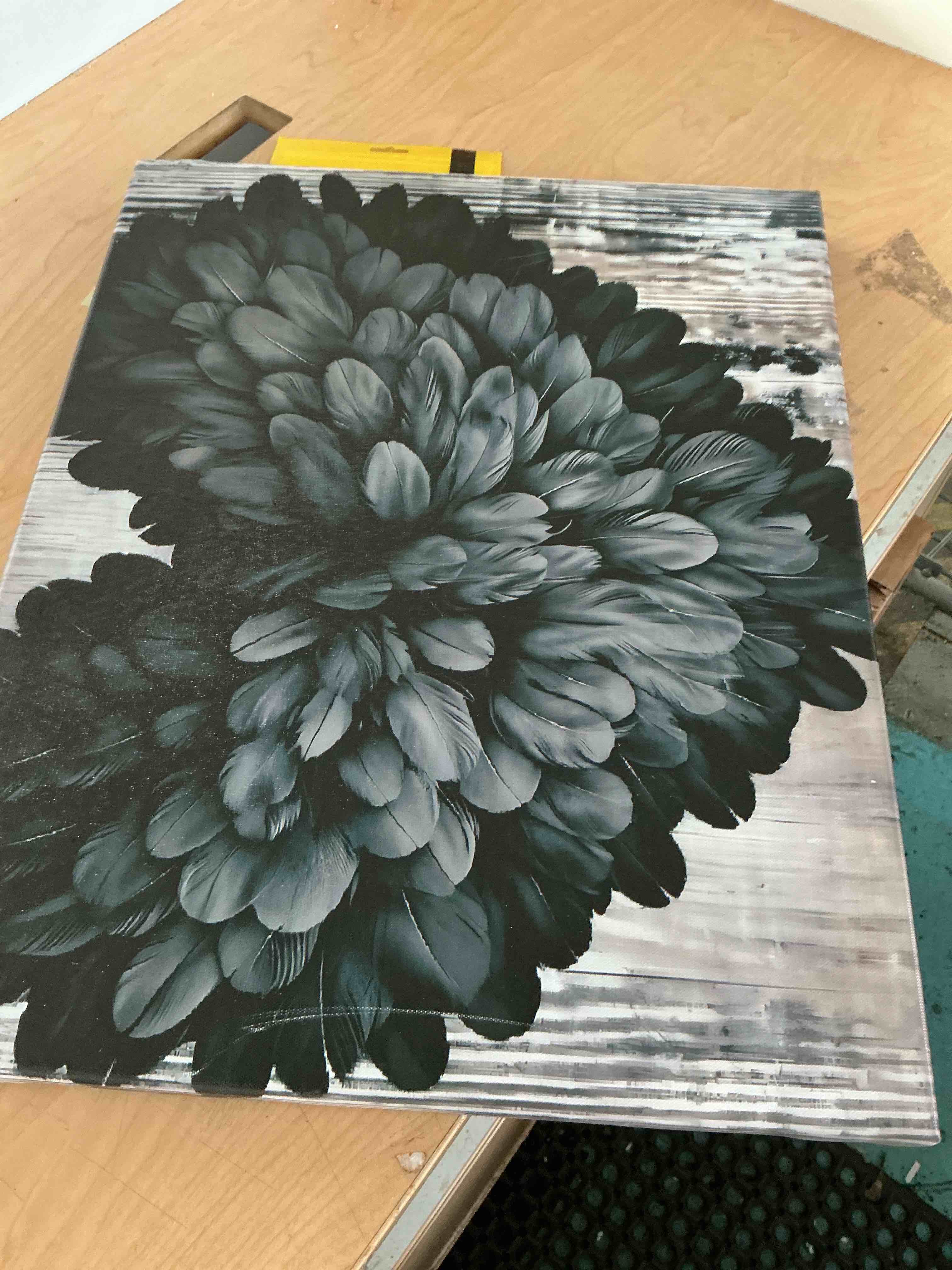Condition photo showing New/Like New for fashion and modern canvas art grey on gray featuring heart design