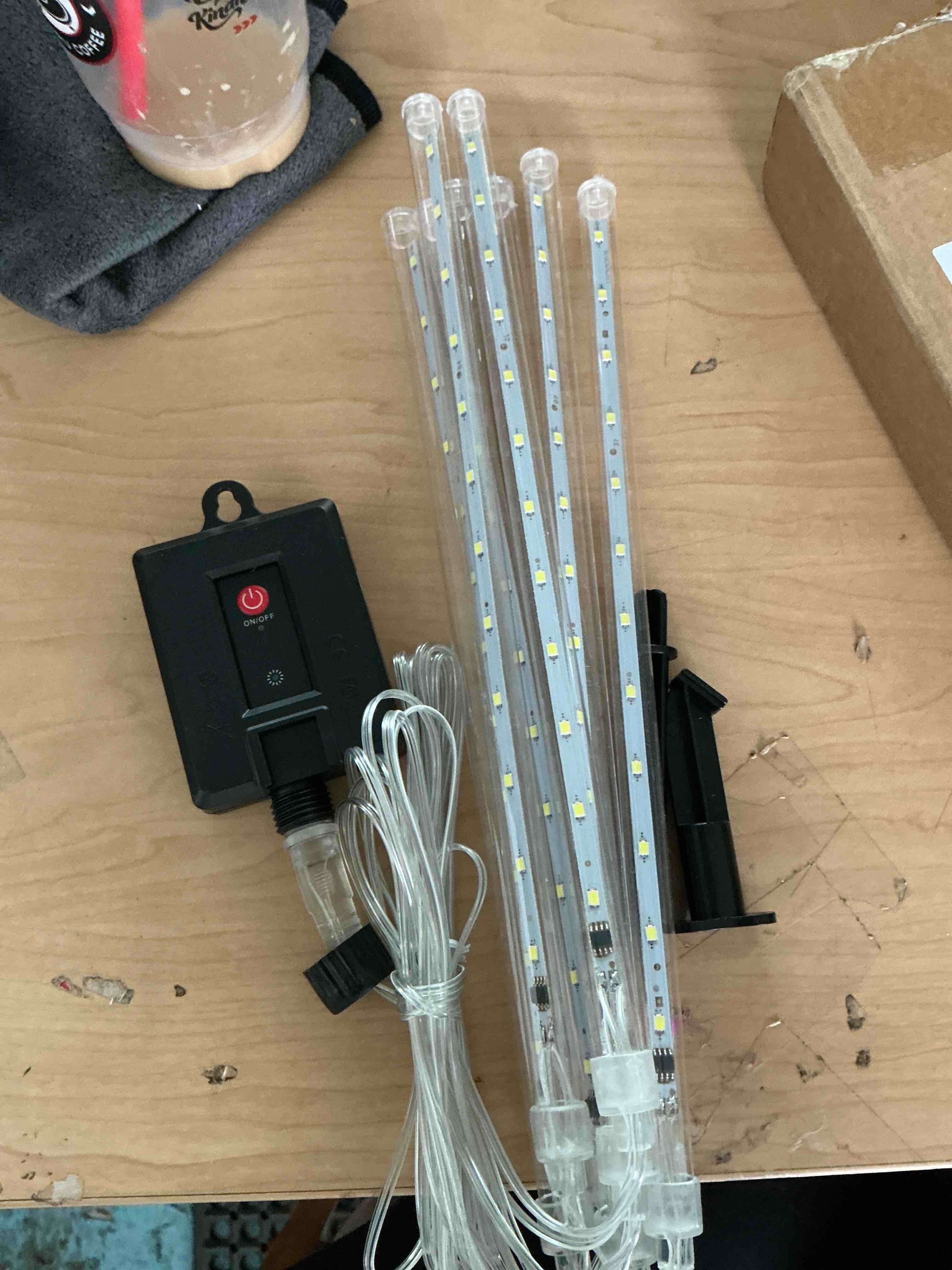 Condition photo showing New/Like New for led meteor shower rain lights,drop/icicle snow falling raindrop 30cm 8 tubes waterproof cascading lights for wedding xmas home decor (white)