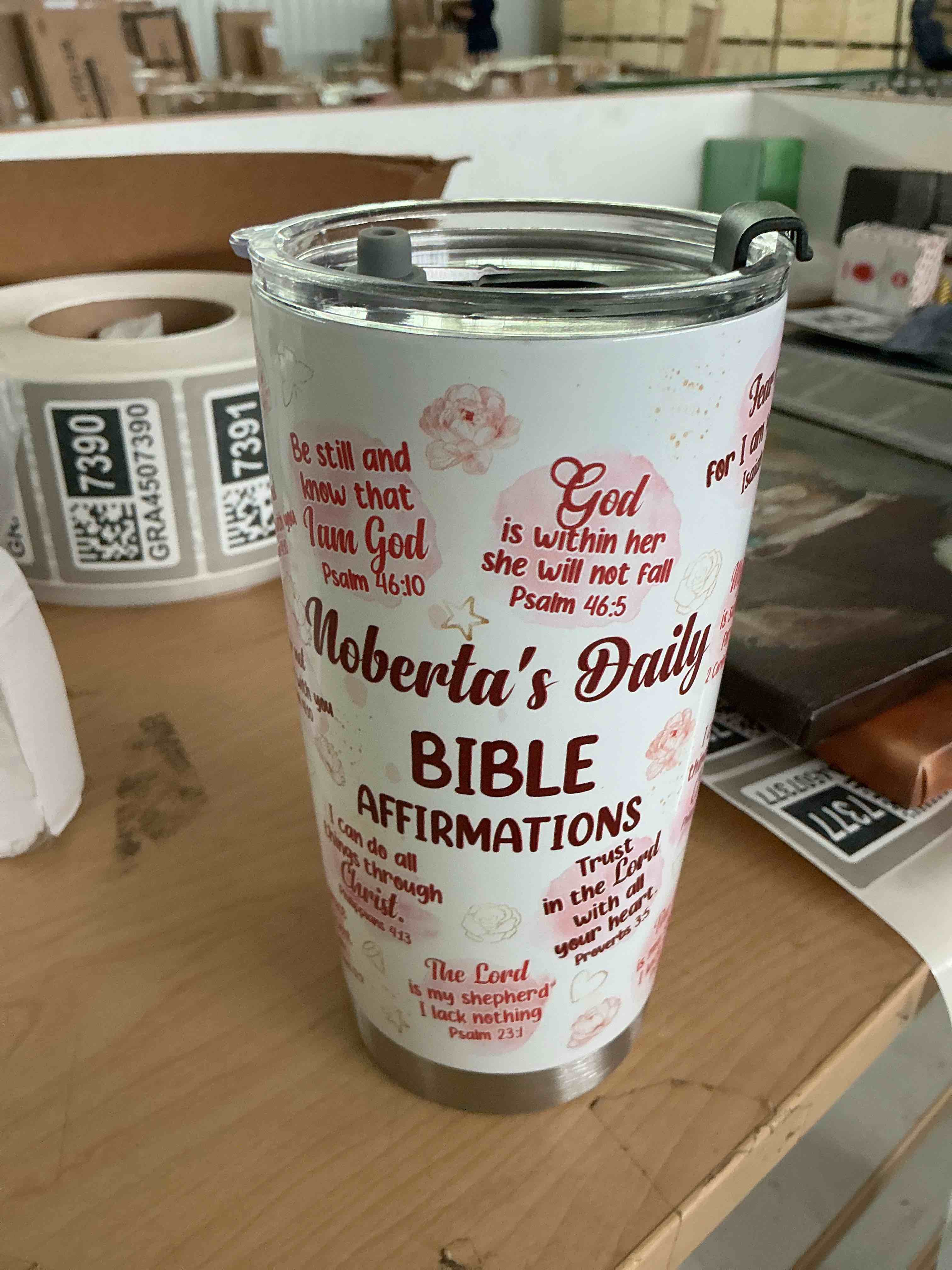 Condition photo showing New/Like New for christian affirmations | personalized stainless steel tumbler