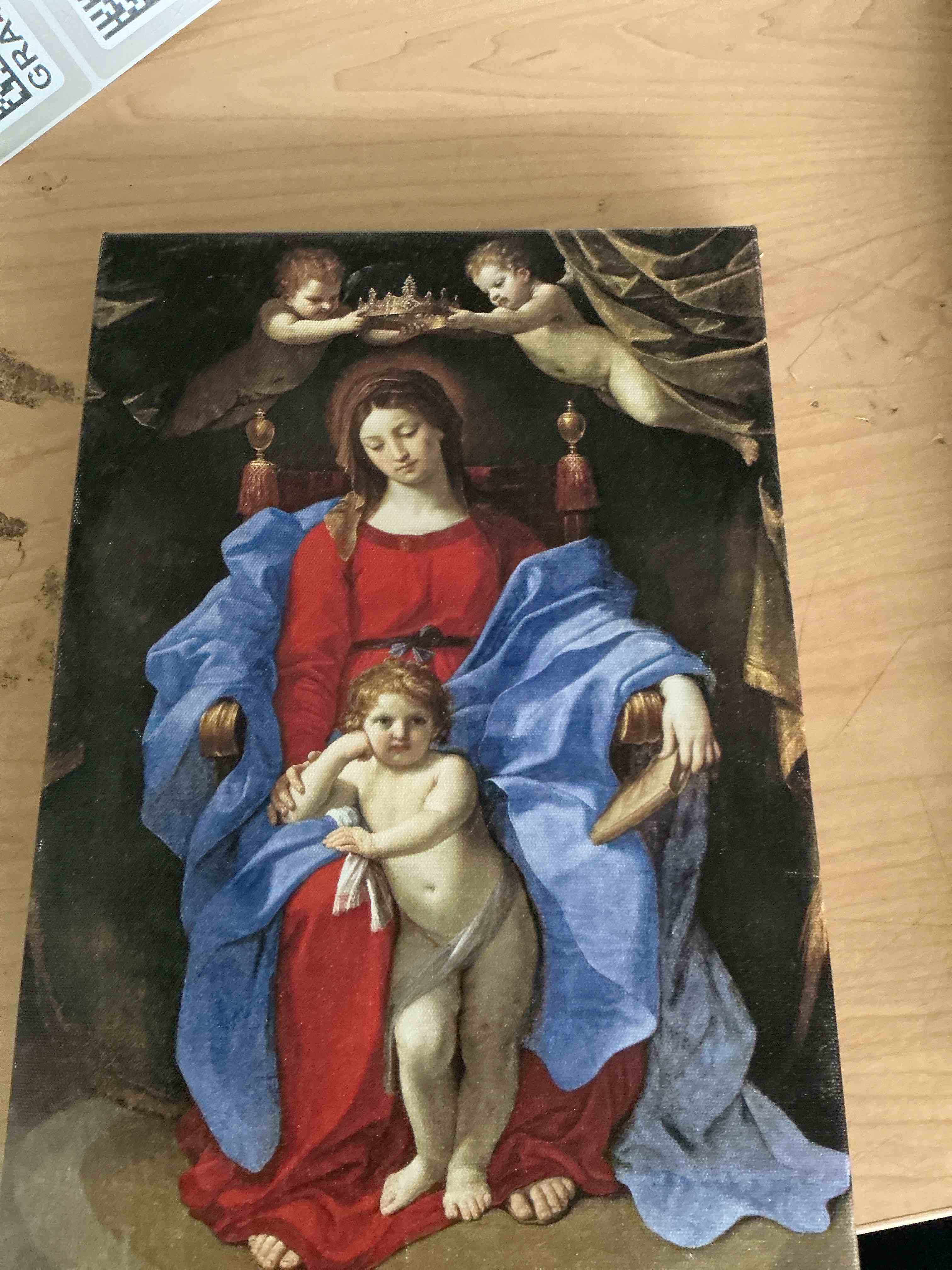 Condition photo showing New/Like New for yomcut andrea del verrocchio canvas wall art the virgin and child with two angels poster christian religious painting vintage canvas wall art famous master painting print unframed?12x16in30x40cm?