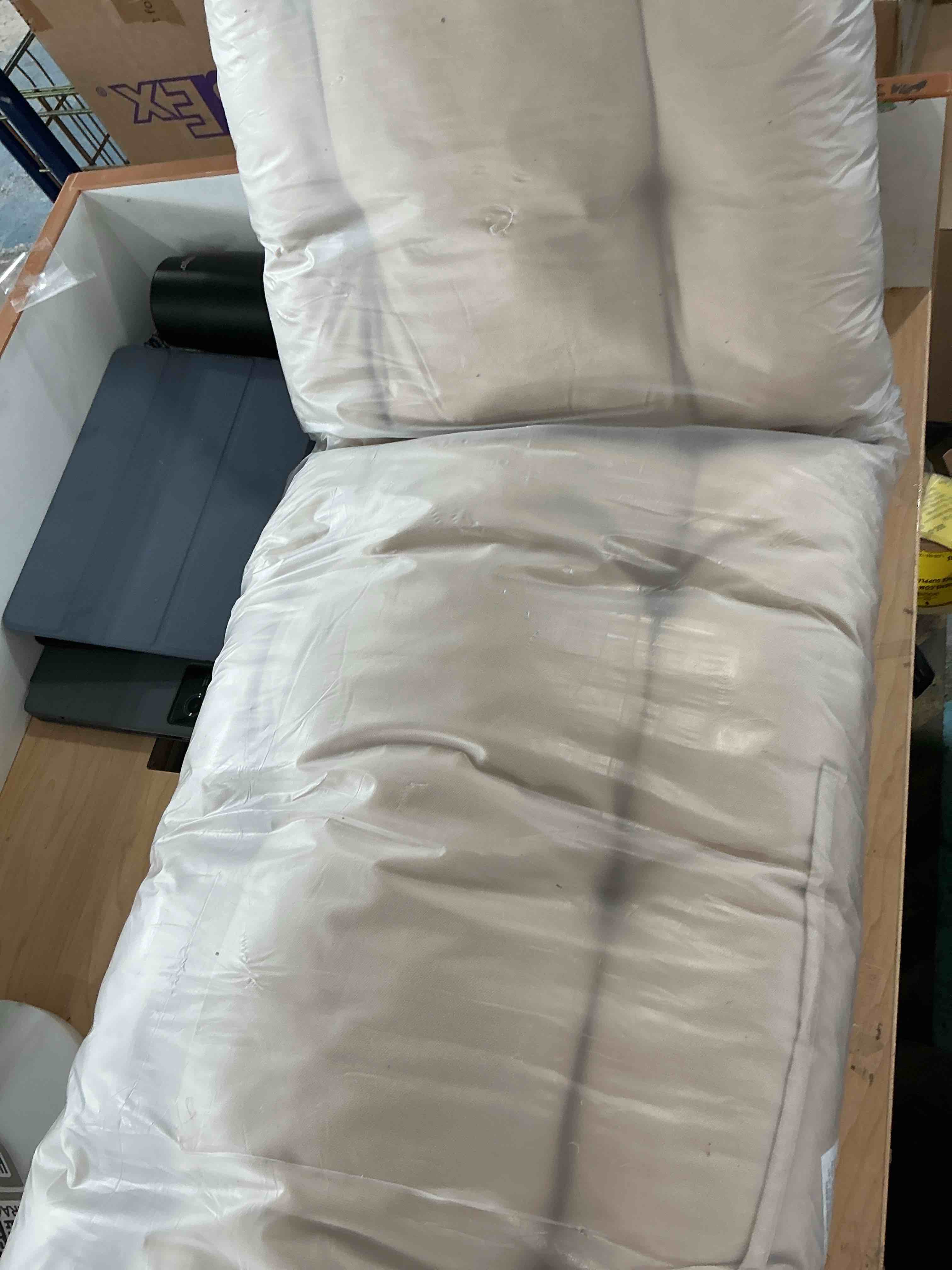Condition photo showing New/Like New for adirondack chair cushion, rocking chair cushion 44x19.4x4 inch, high back patio cushions of upper and lower with ties, sunscreen and fade-resistant (beige, 1