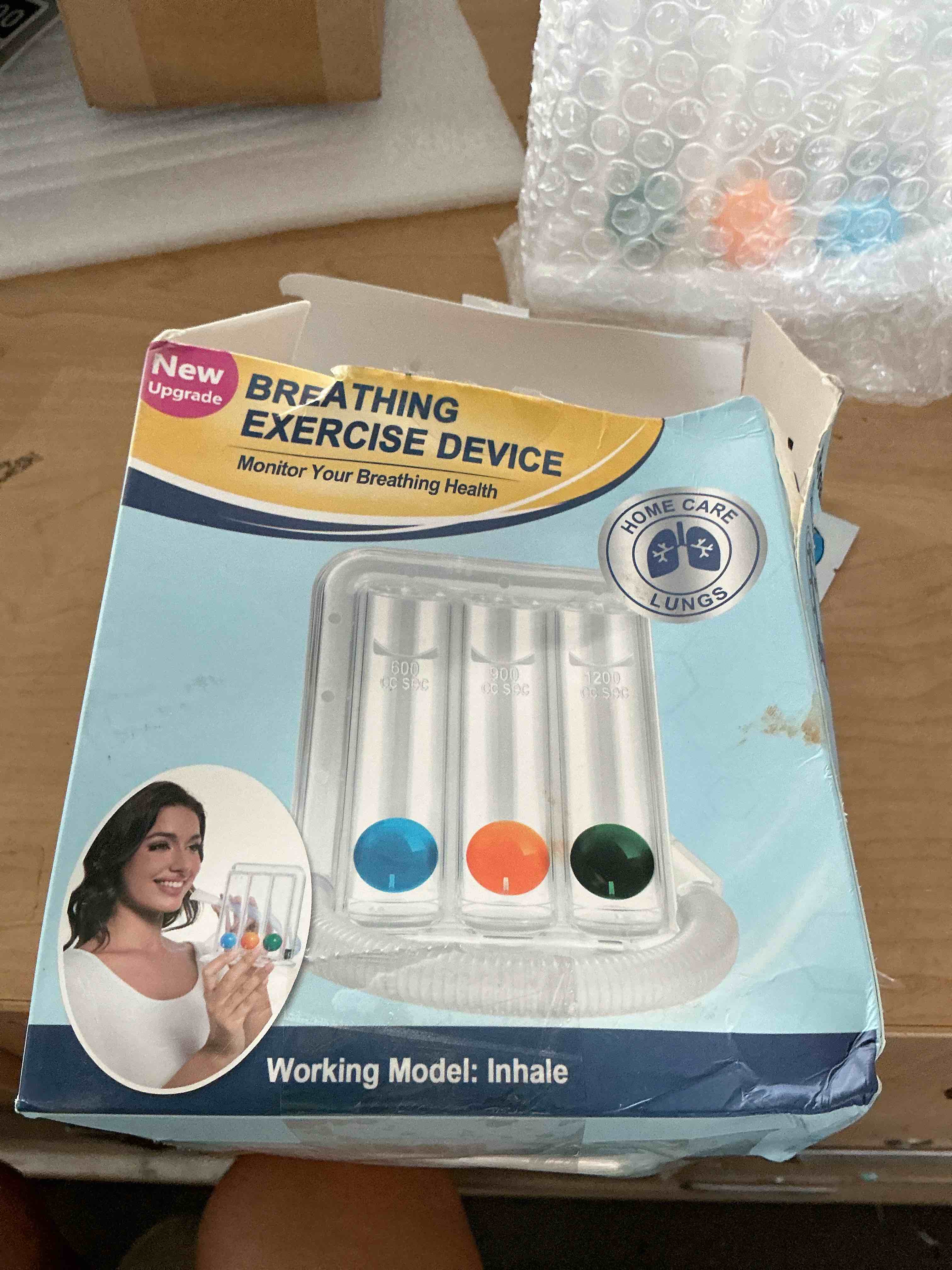 Condition photo showing New/Like New for breathing exercise device for lungs, exerciser, non-measuring - breathing trainer, 3?ball design for gentle breathing training & recovery support, easy to clean blue