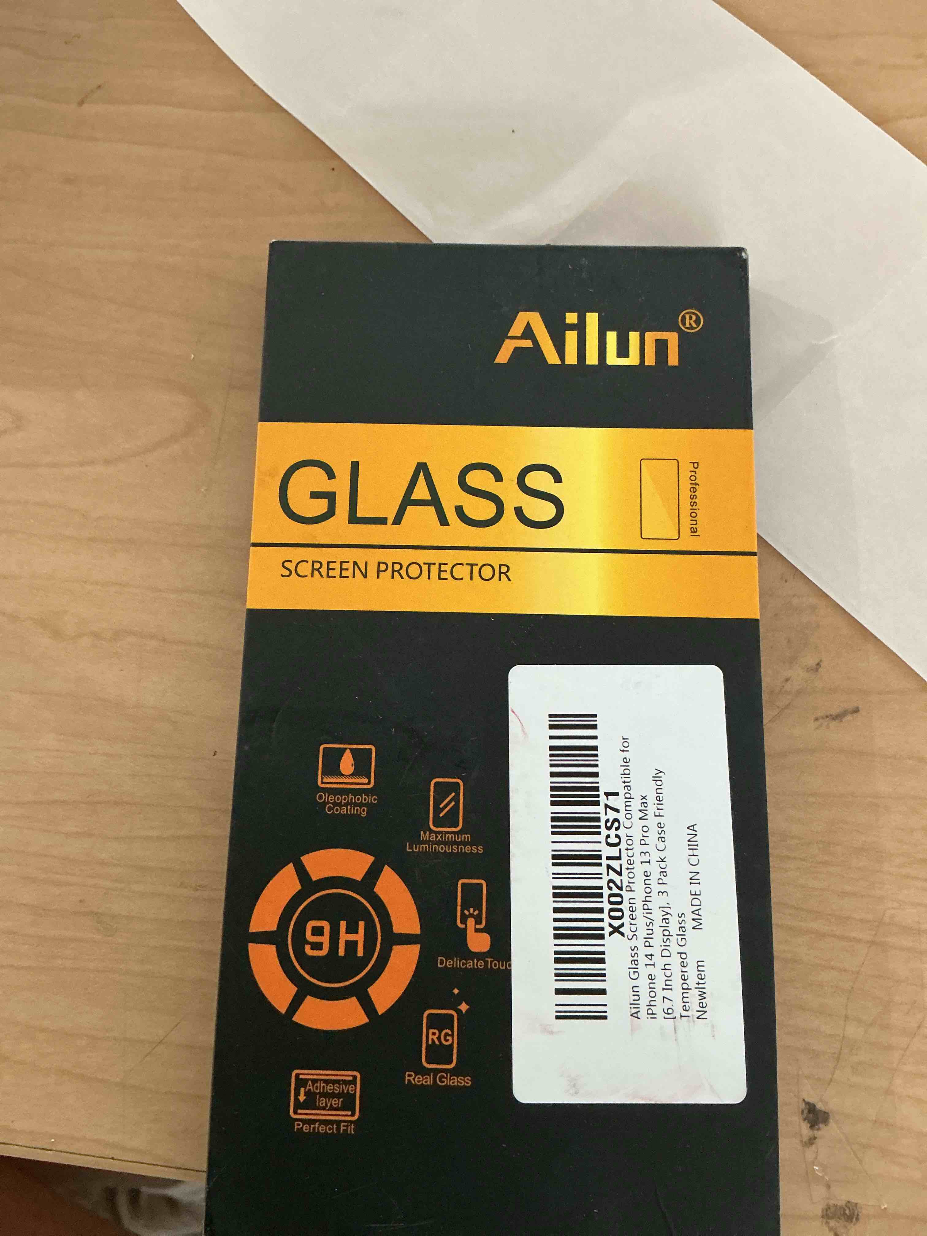 Condition photo showing New/Like New for ailun screen protector for iphone 14 plus/iphone 13 pro max [6.7 inch display], 3 pack case friendly tempered glass iphone 14 plus/13 pro max