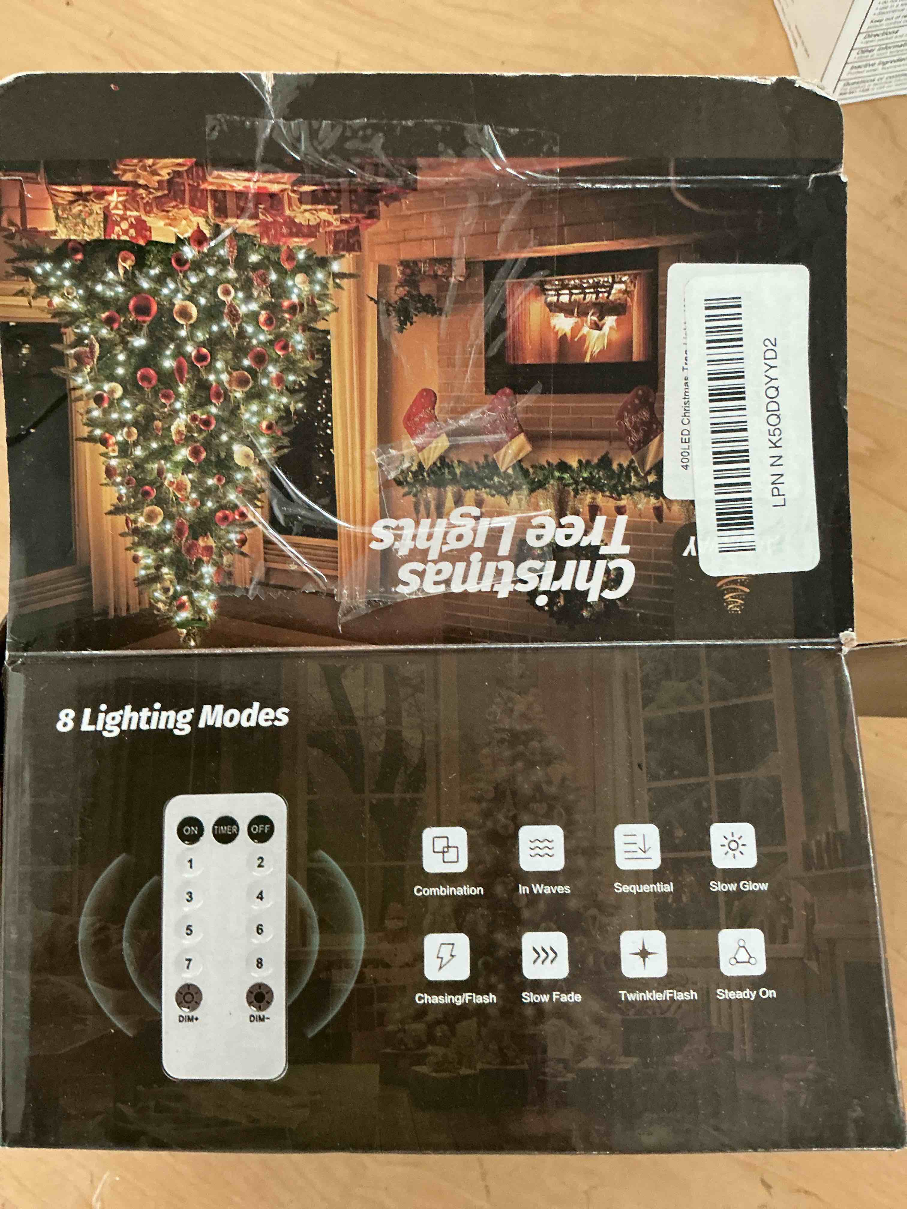 Condition photo showing New/Like New for aneeway 400 led christmas tree lights, 6.6ft christmas lights with remote control & 8 modes, 16 string lights with memory function, timer for xmas tree decorations - white white-400led