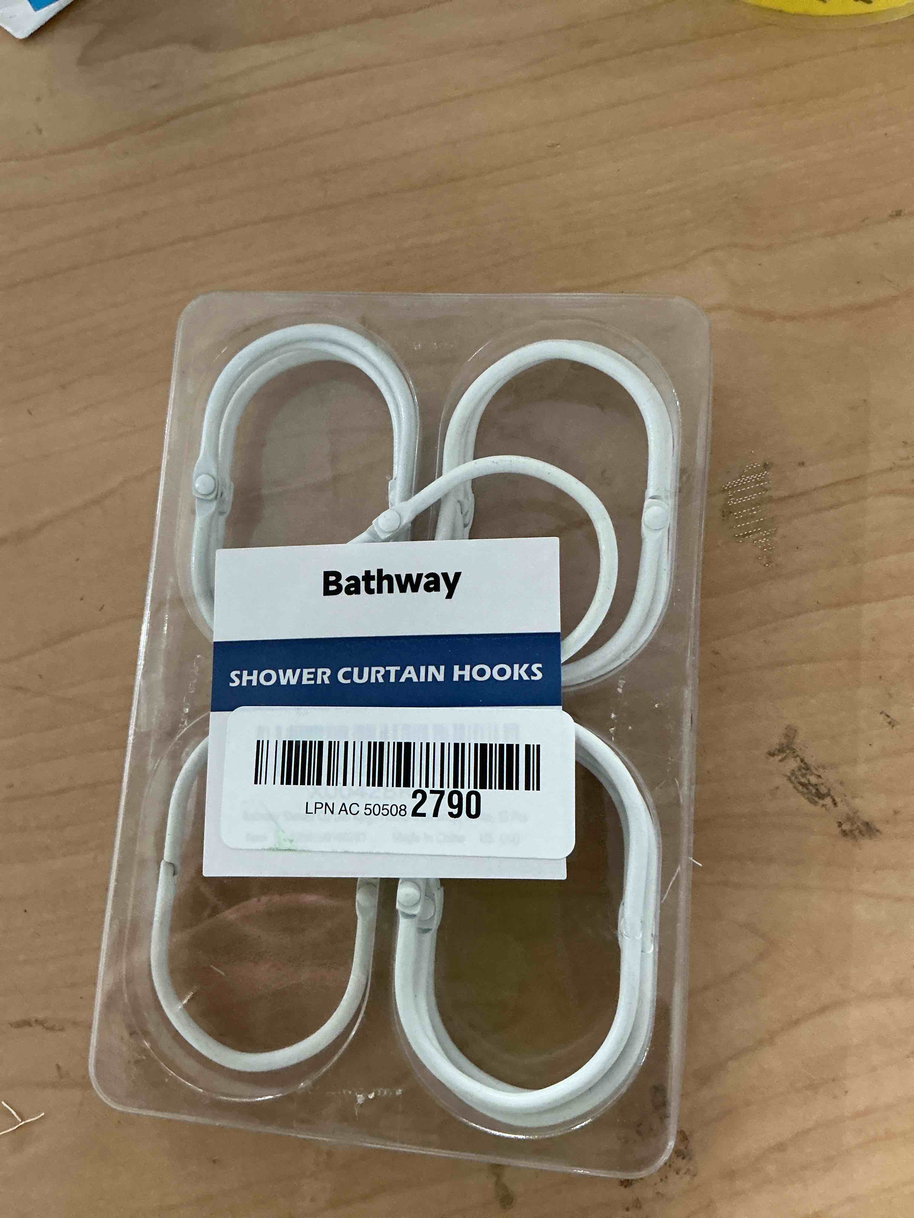 Condition photo showing New/Like New for bathway shower curtain rings, white shower curtain hooks 12pcs anti-drop shower rings for curtain, metal shower curtain rings rust proof, shower hooks for shower curtain rod, curtain rings