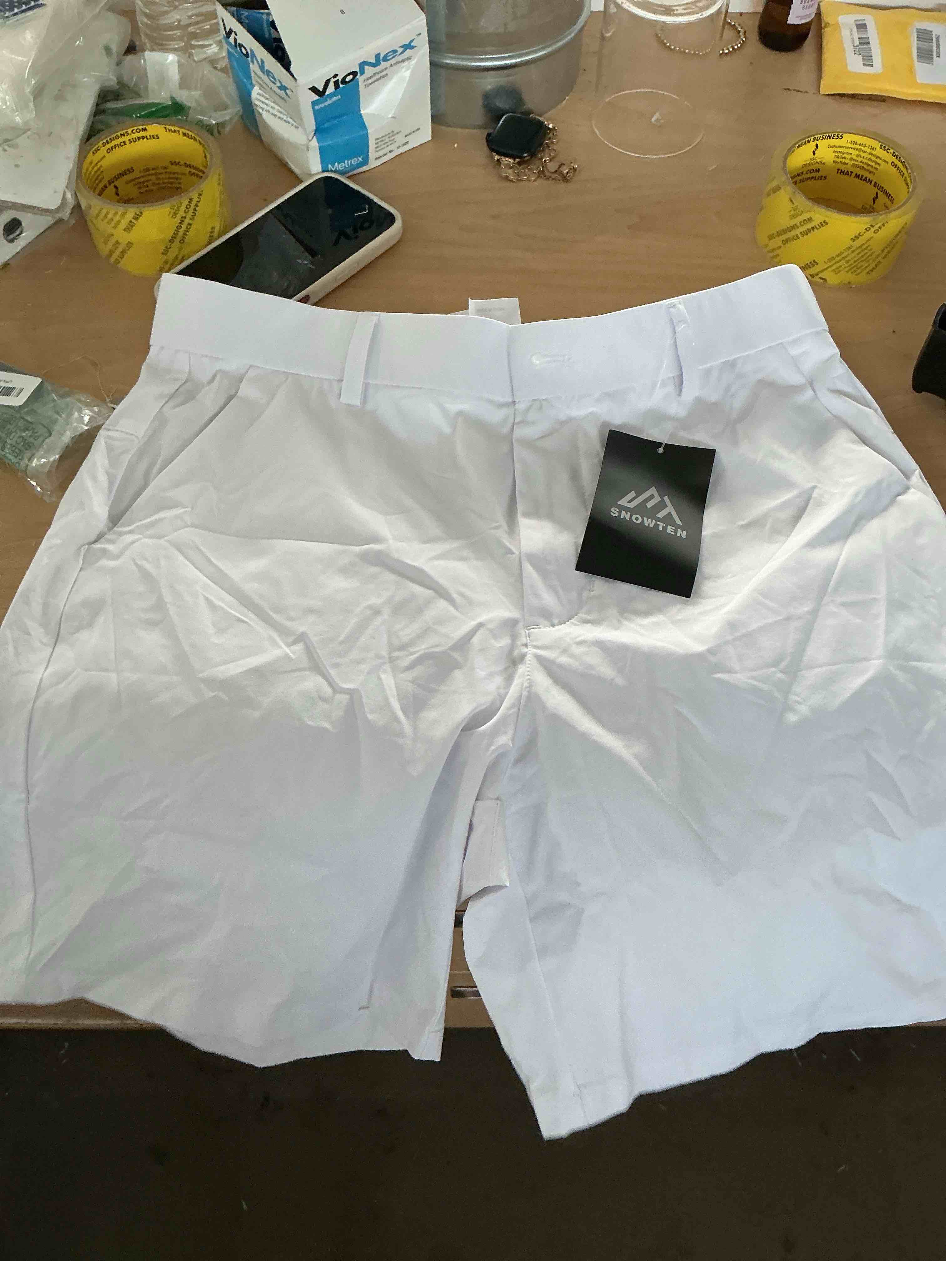 Condition photo showing New/Like New for snowten men's classic fit 7/9/11 inch golf shorts lightweight long stretch hiking short with 4 pockets for casual work
