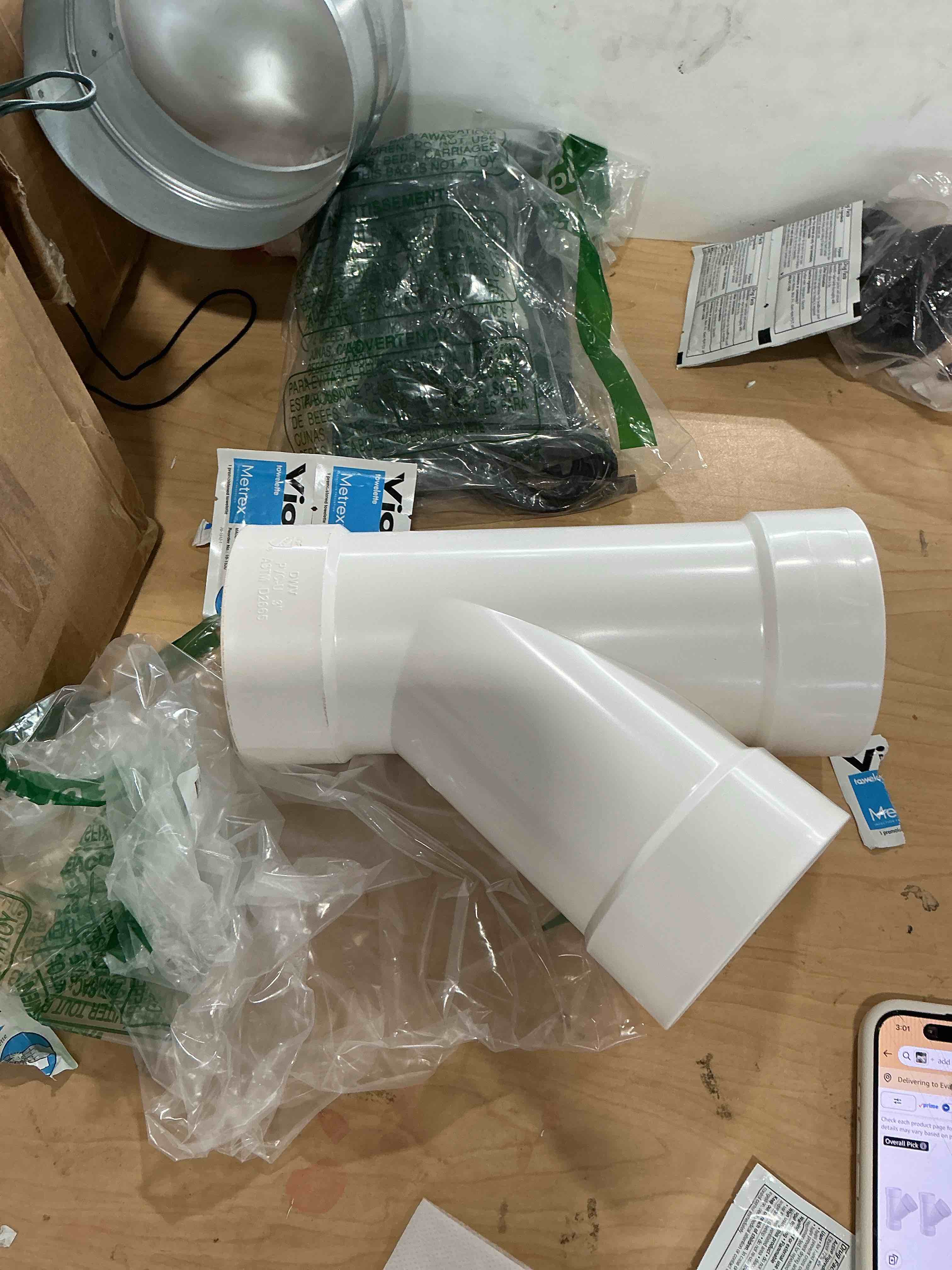 Condition photo showing New/Like New for 1.5" pvc 45 degree wye dwv sanitary y-tee street drain waste white | vent pvc pipe fittings connect coupling adapter repair