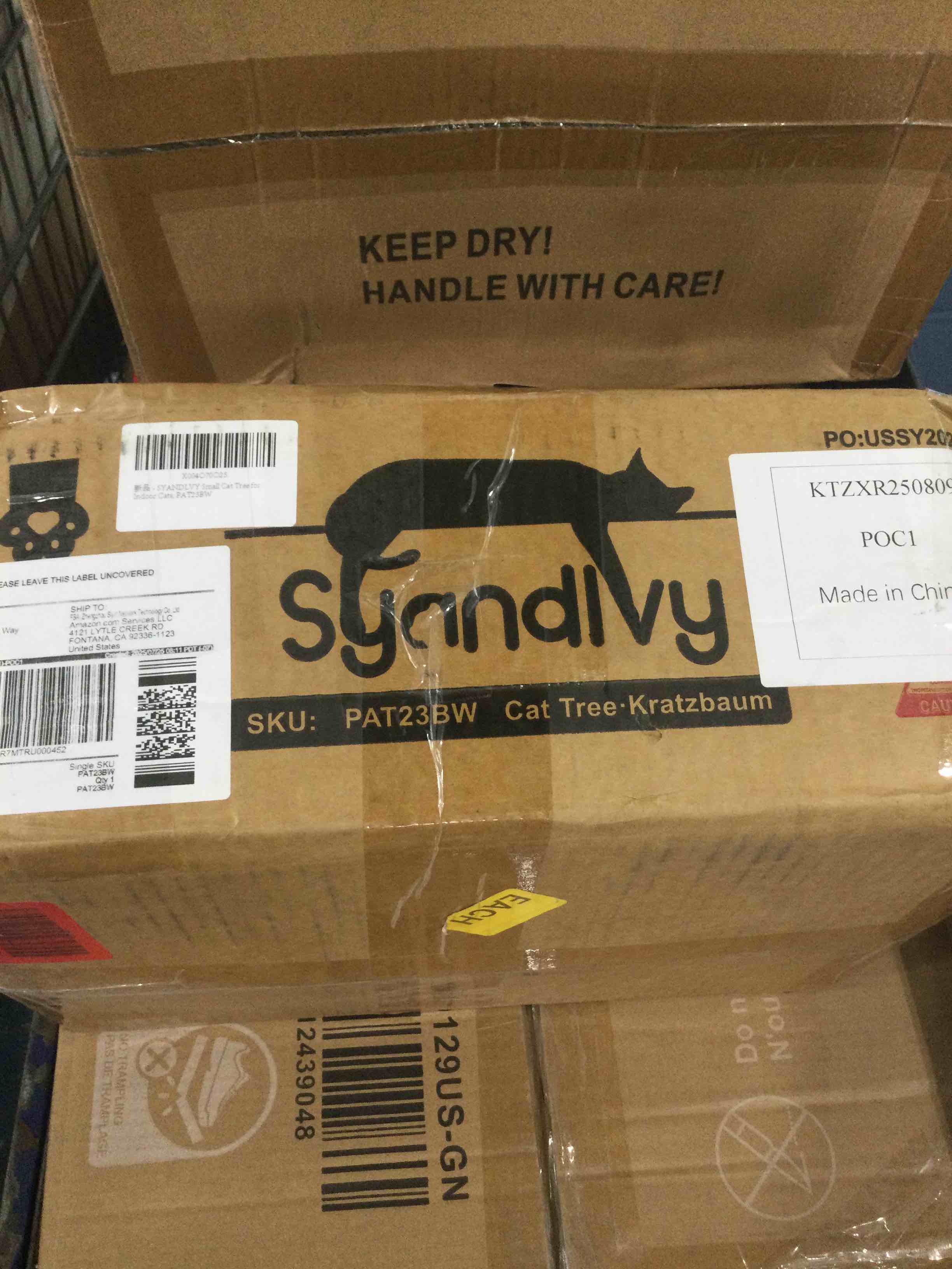 Condition photo showing New/Like New for syandlvy small leopard print cat tree for indoor cats, cat tower with scratching post, modern cat house with padded perch, kittens condo with cradle, cat cave 29.6" leopard print